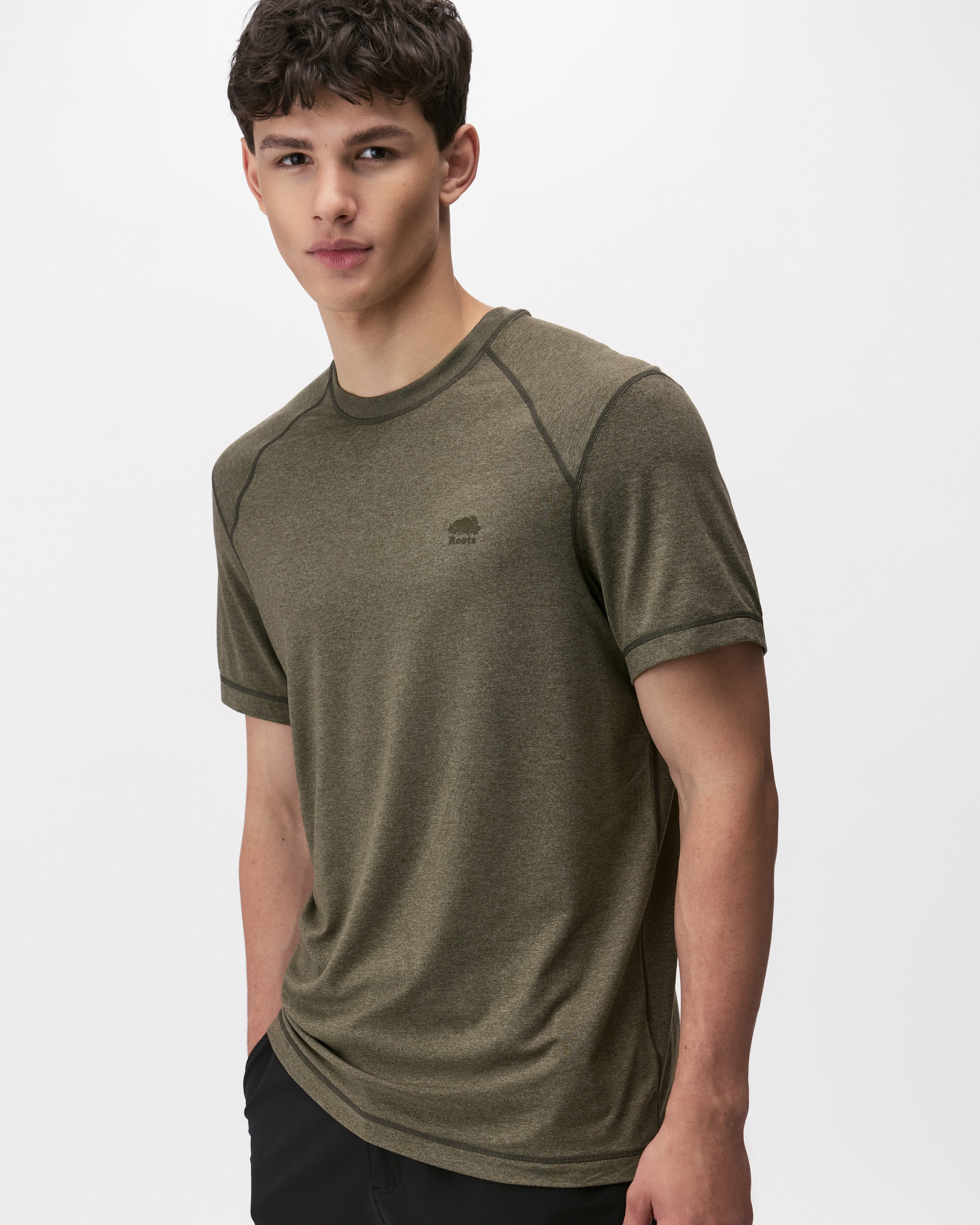 Renew Knit Short Sleeve Top - Smokey Olive Pepper