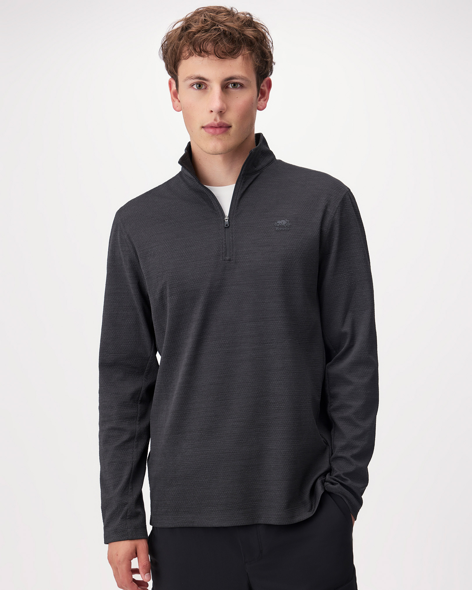 Active Textured Quarter Zip - Black Mix