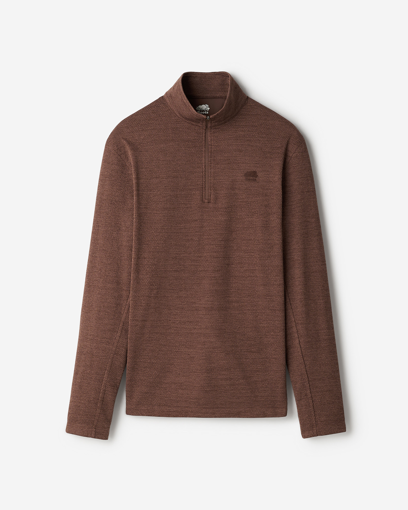 Active Textured Quarter Zip - Mosswood Brown Mix
