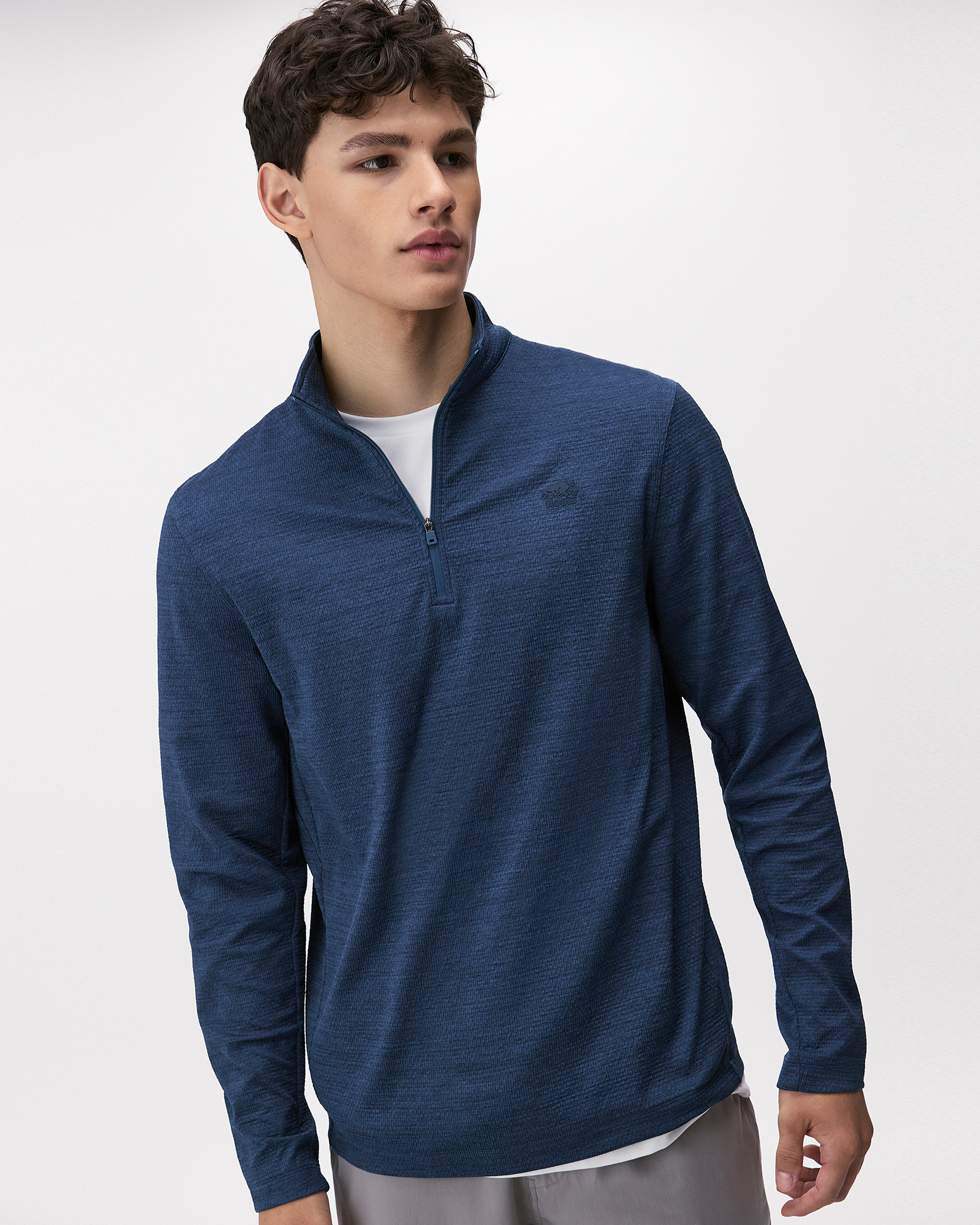Active Textured Quarter Zip - Dark Denim Mix Active Textured Quarter Zip - Dark Denim Mix