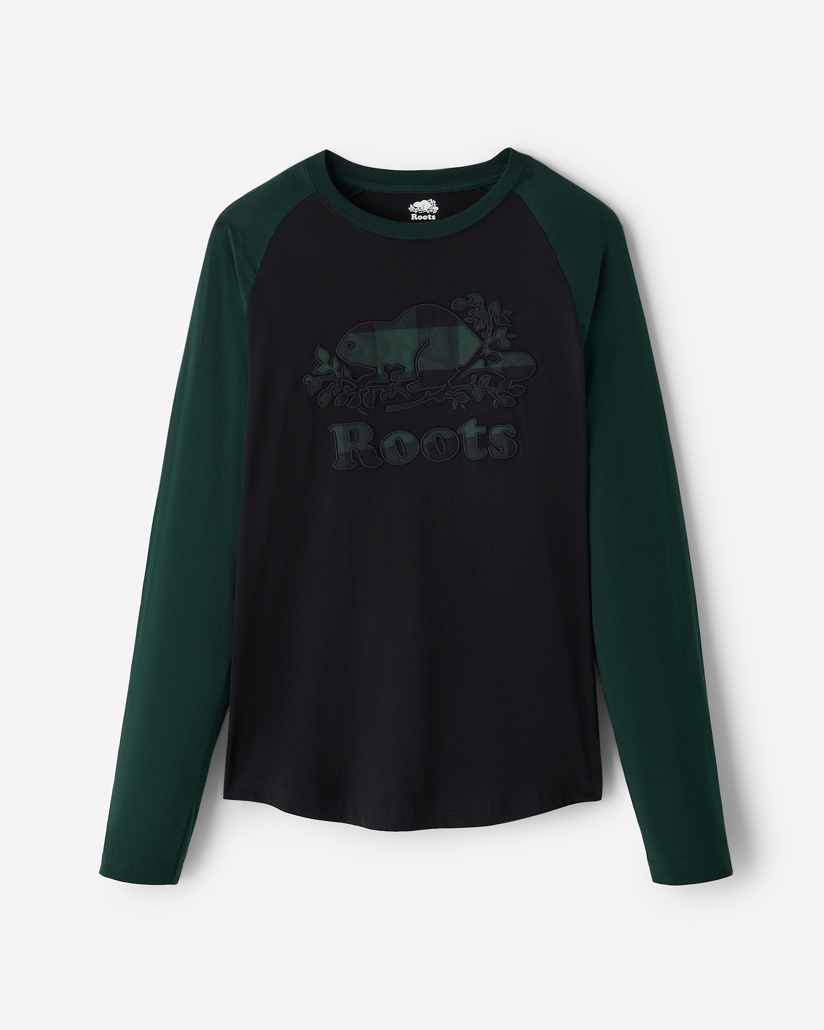 Mens Cooper Plaid Raglan Long Sleeve T-Shirt - Varsity Green