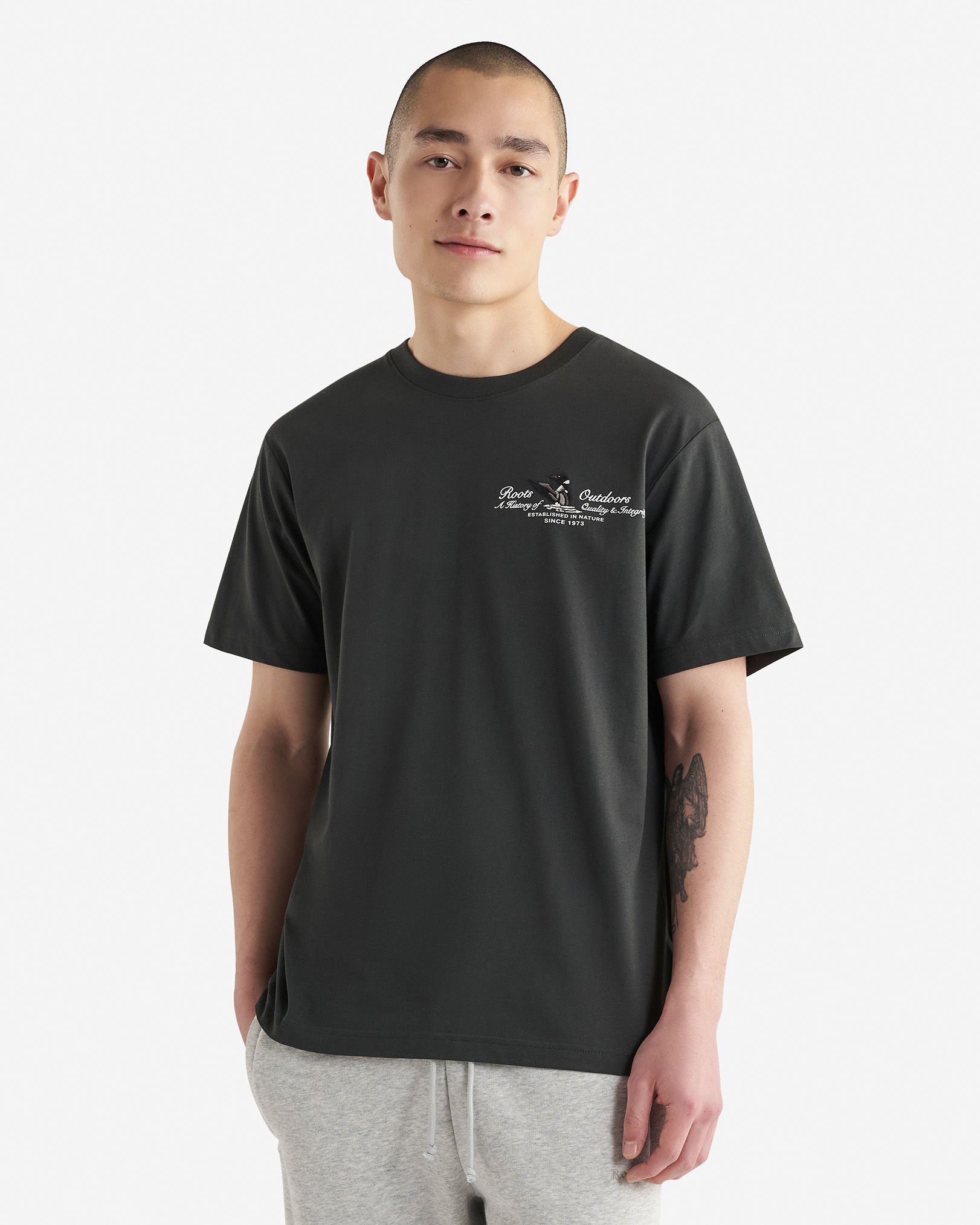 Mens Roots Outdoor Series T-Shirt - Raven Mens Roots Outdoor Series T-Shirt - Raven