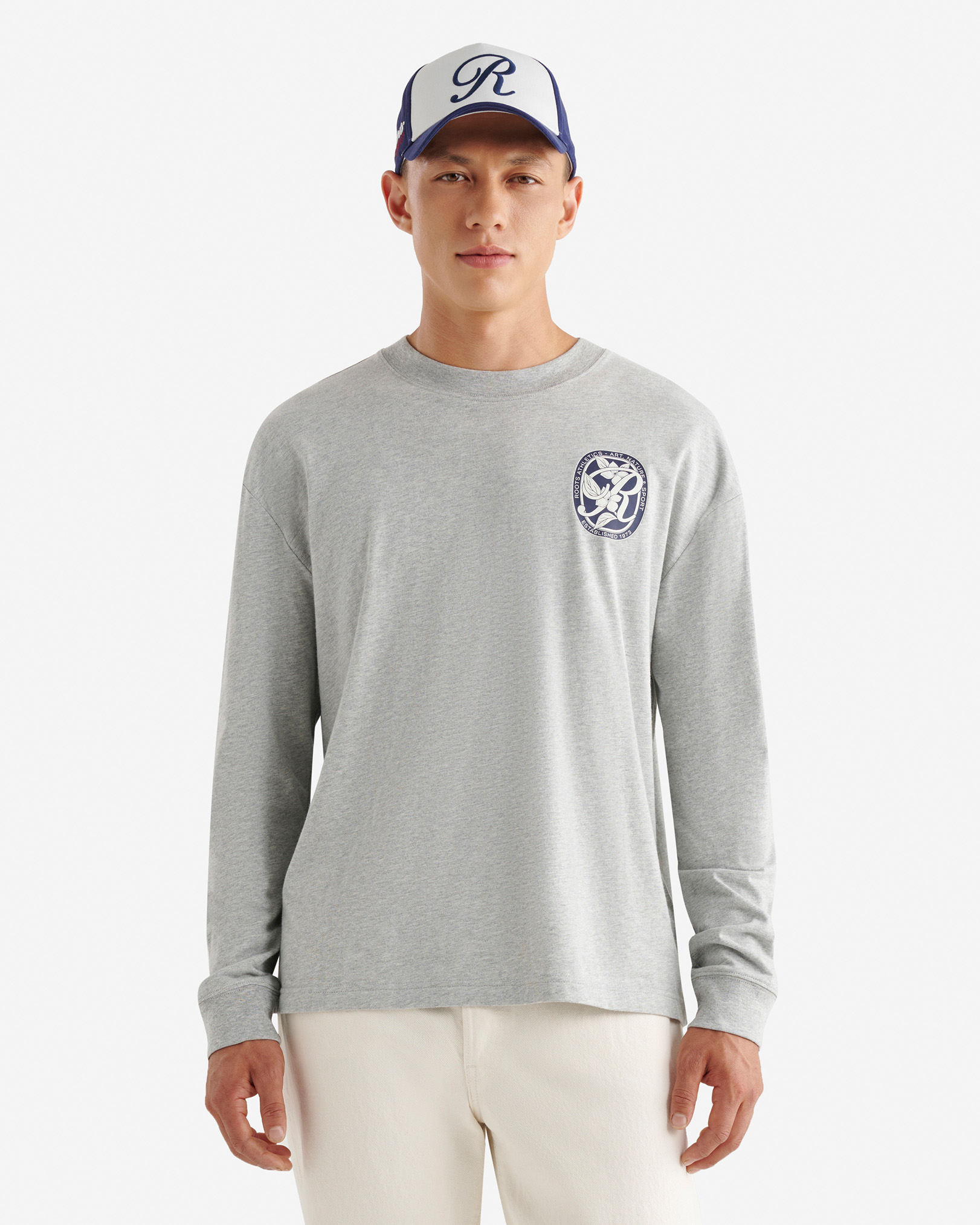 Mens Studio Graphic Long Sleeve T-Shirt - Grey Mix Mens Studio Graphic Long Sleeve T-Shirt - Grey Mix