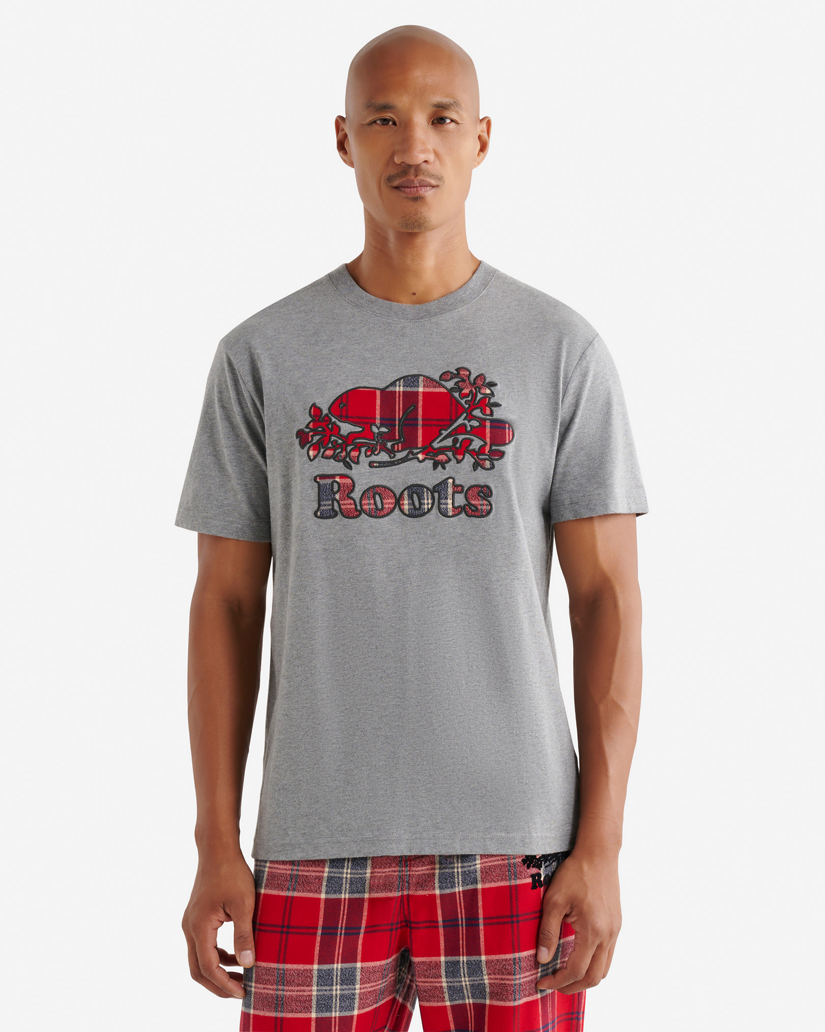 Mens Cooper Plaid Fill T-Shirt - Medium Grey Mix Mens Cooper Plaid Fill T-Shirt - Medium Grey Mix