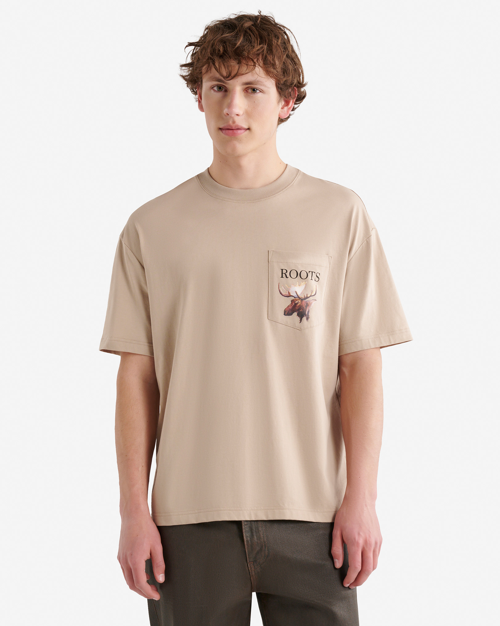 Mens Into The Wild T-Shirt - Warm Stone