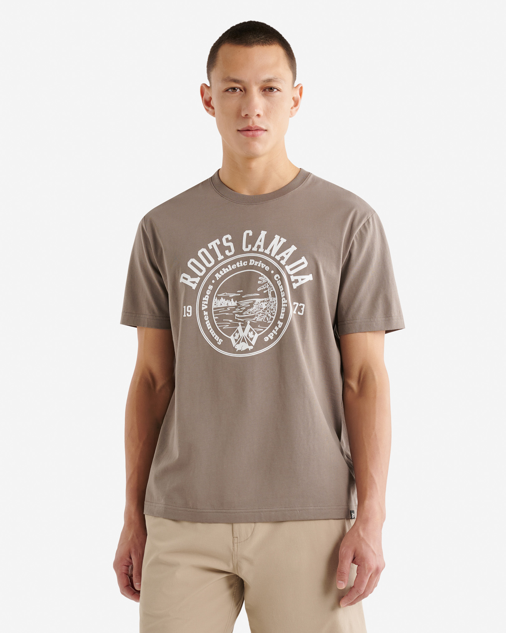 Mens Roots Lakeview T-Shirt - Boulder Brown