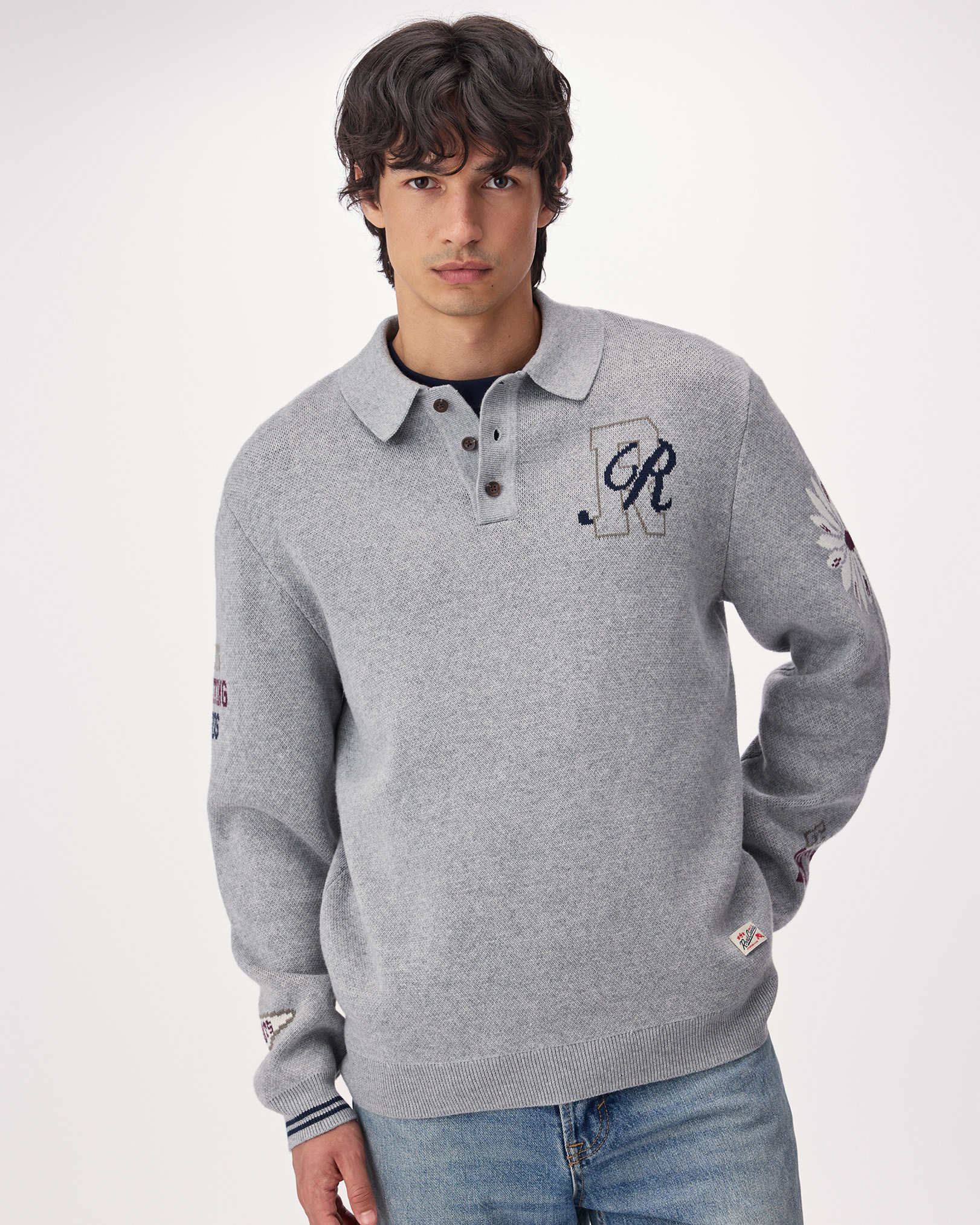 Roots Emblem Polo - Salt & Pepper Mix Roots Emblem Polo - Salt & Pepper Mix