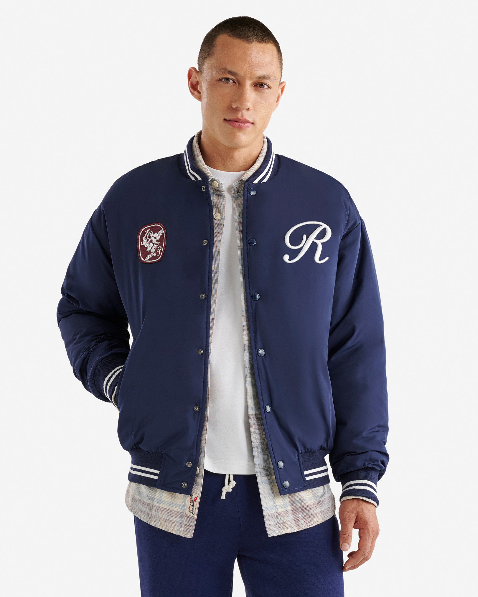 Satin Varsity Jacket - Indigo Ink