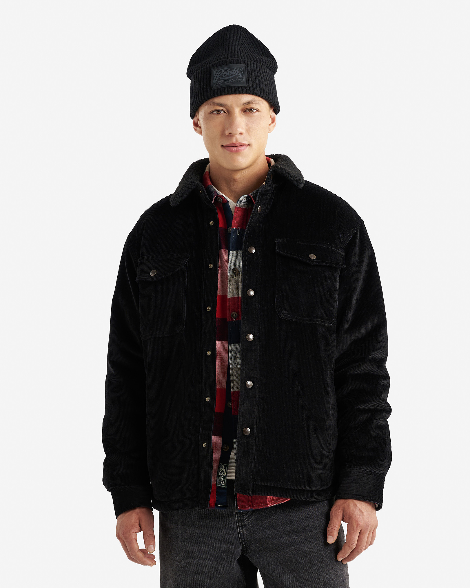 Cord Fleece Lined Jacket - Black