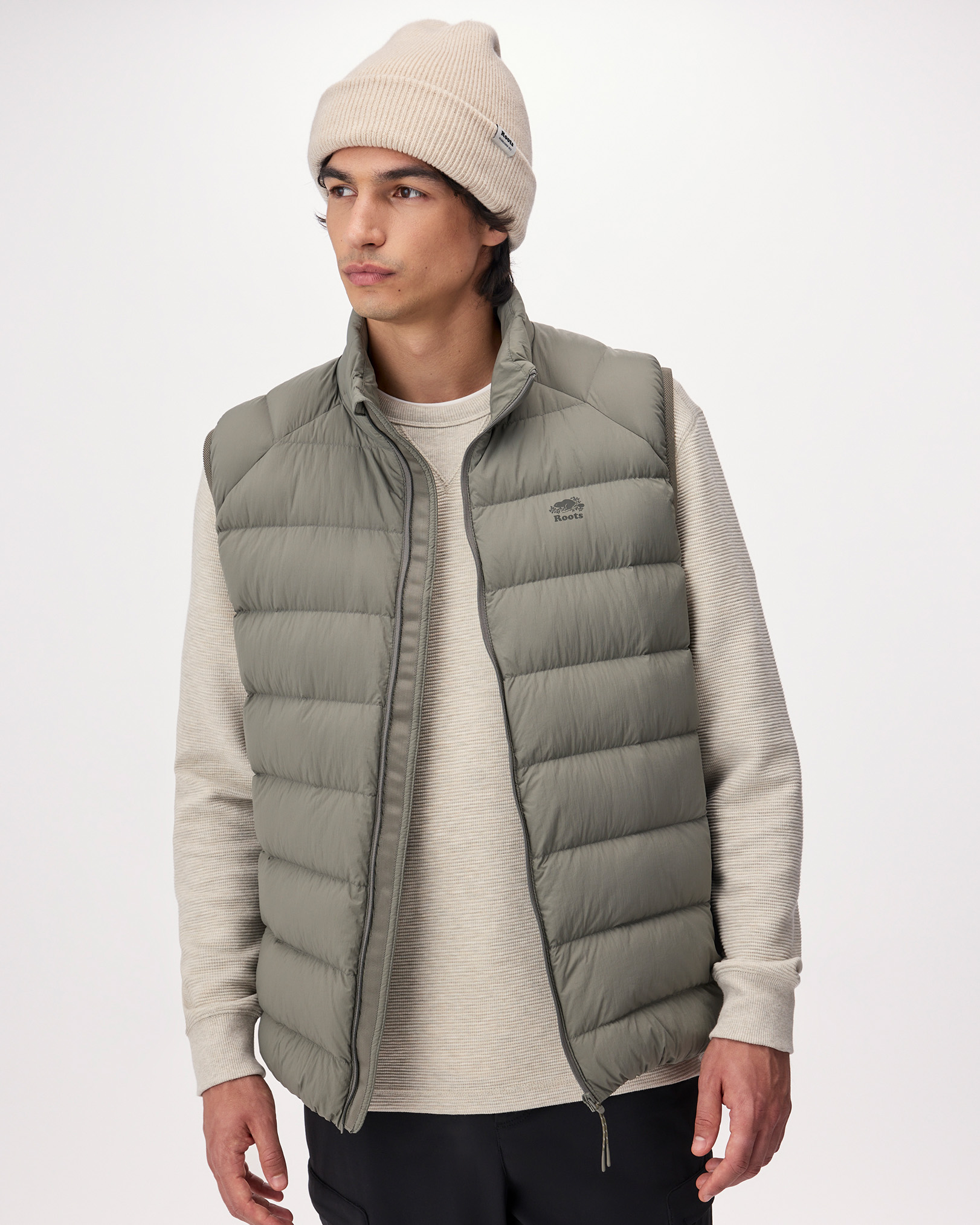 Roots Down Packable Vest - Smokey Olive Roots Down Packable Vest - Smokey Olive