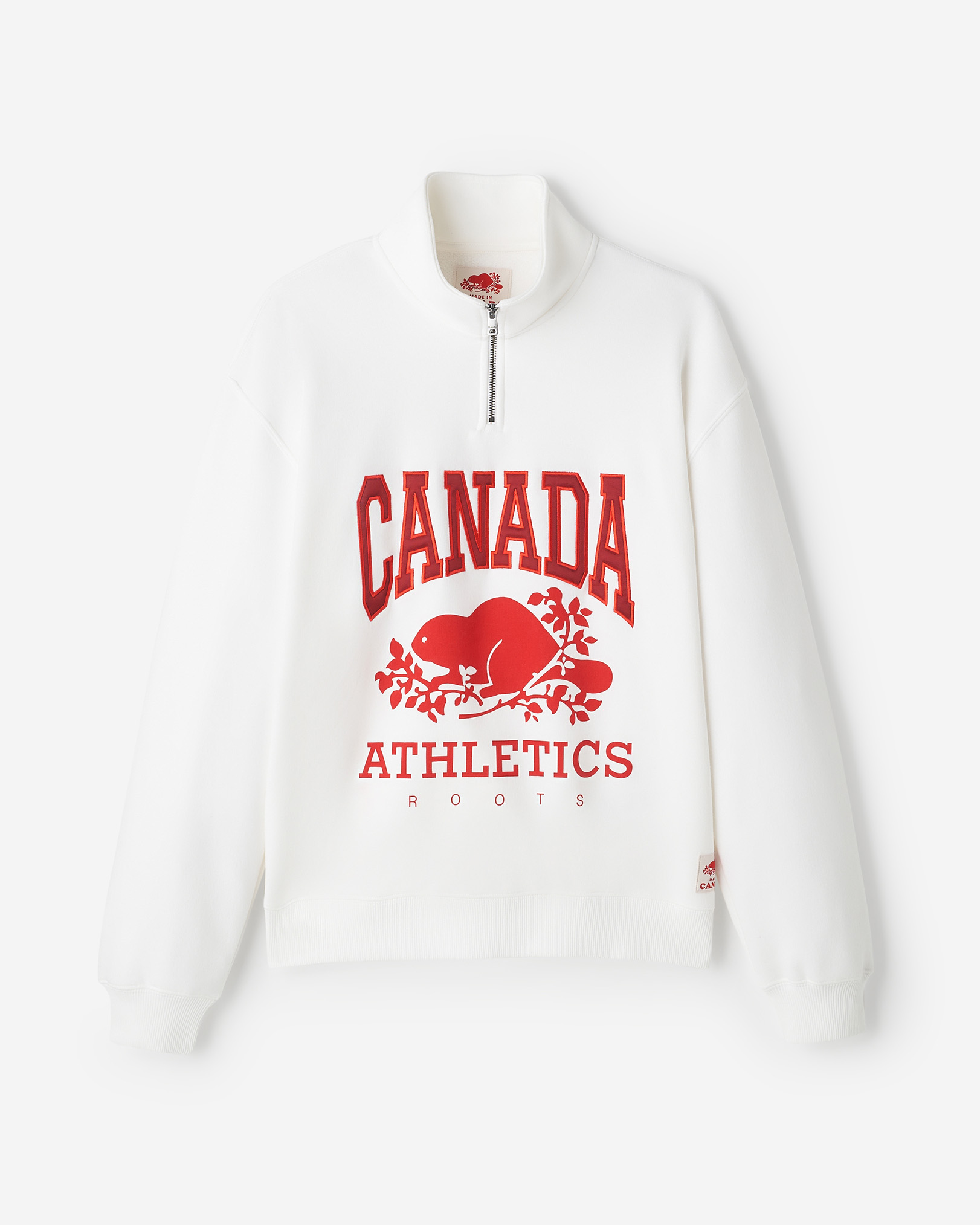 Roots Canada Quarter Zip - White Roots Canada Quarter Zip - White