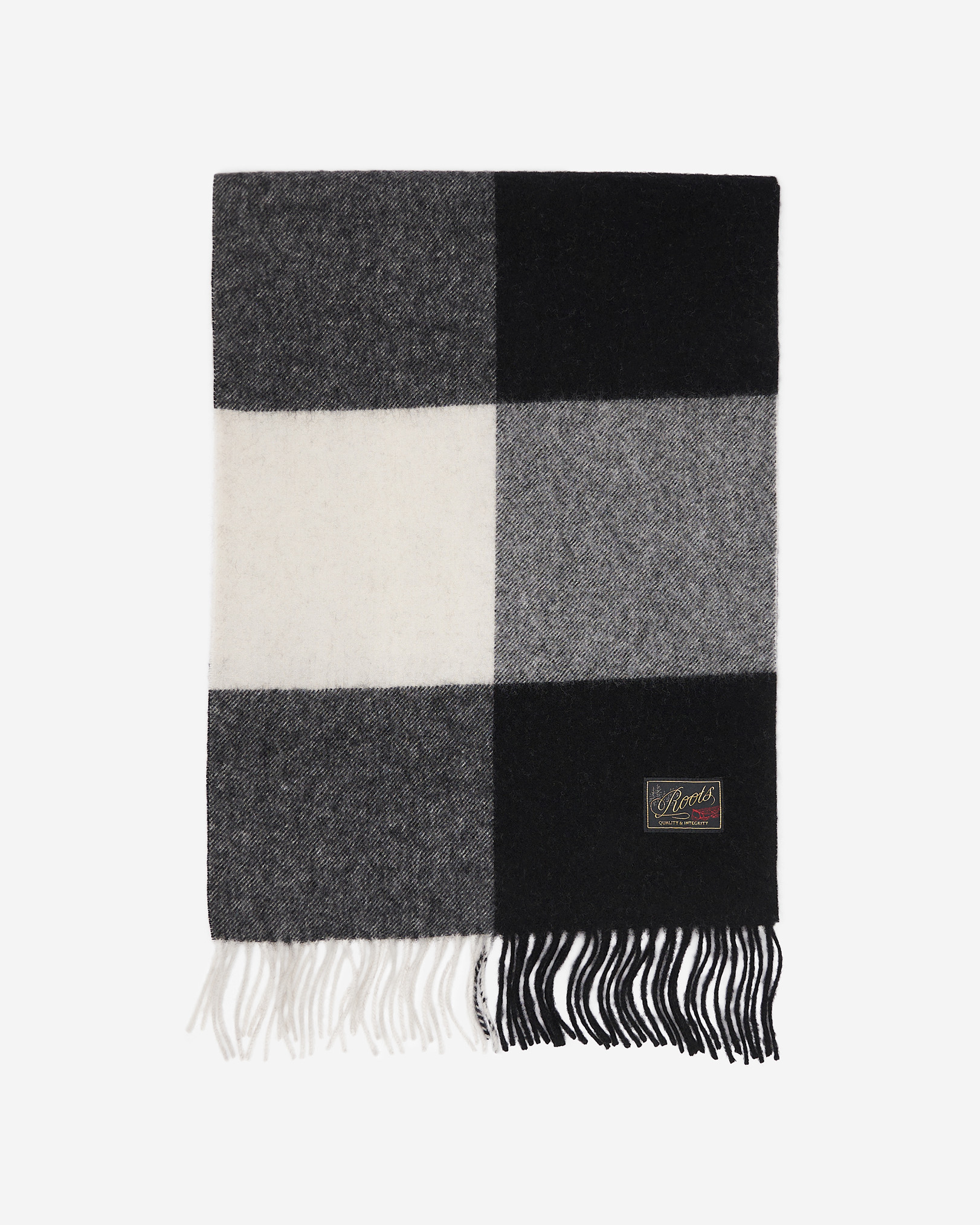 Plaid Wool Scarf - Black Mix Plaid Wool Scarf - Black Mix