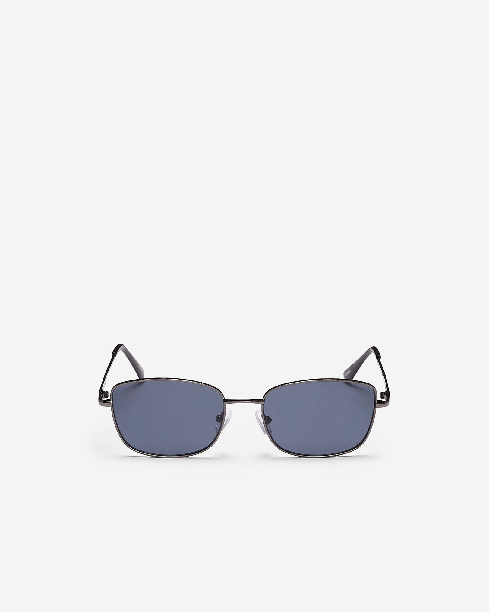 Womens Metal Slim Rectangle Sunglasses - Gunmetal