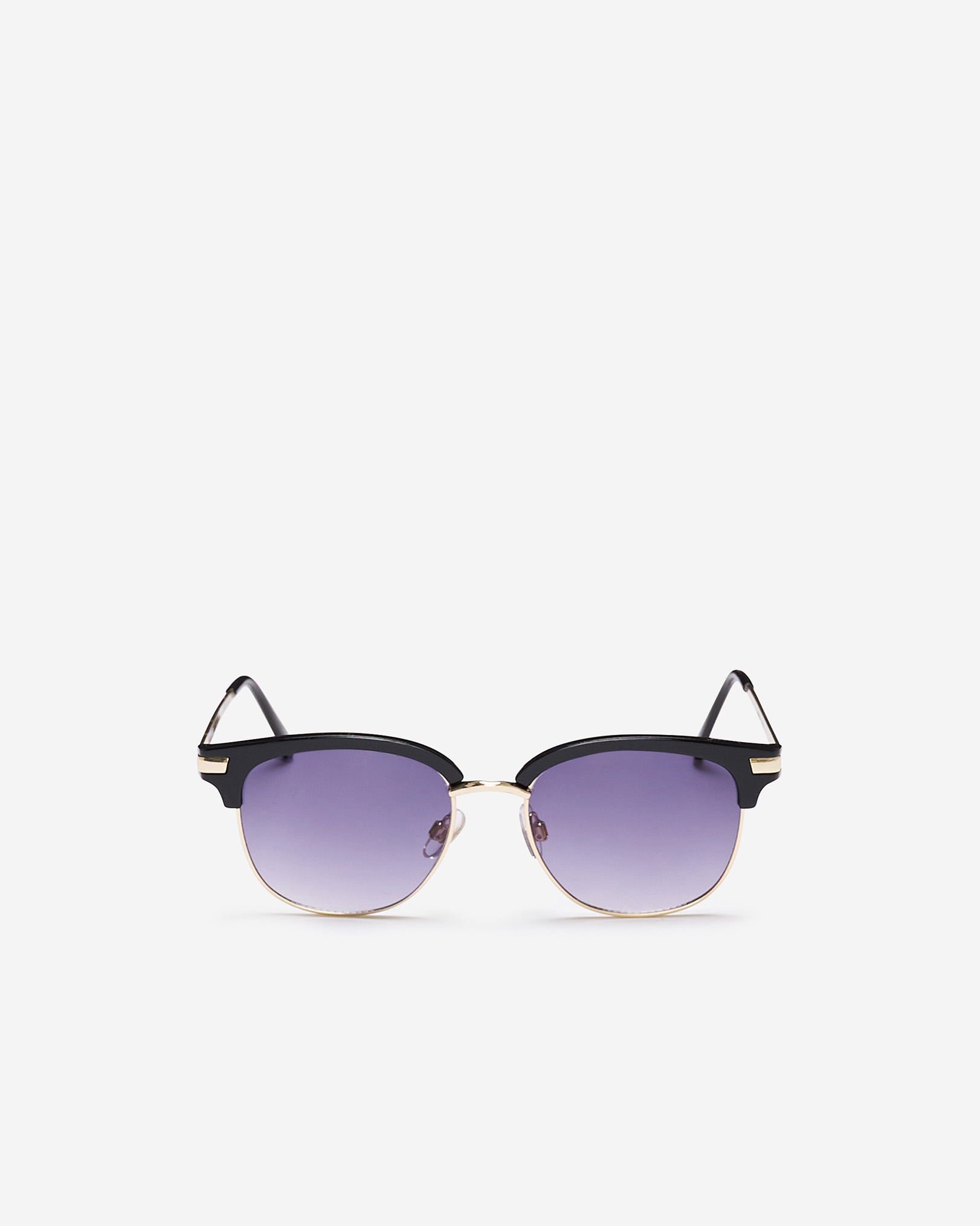 Womens Metal Plastic Clubmaster Sunglasses - Black