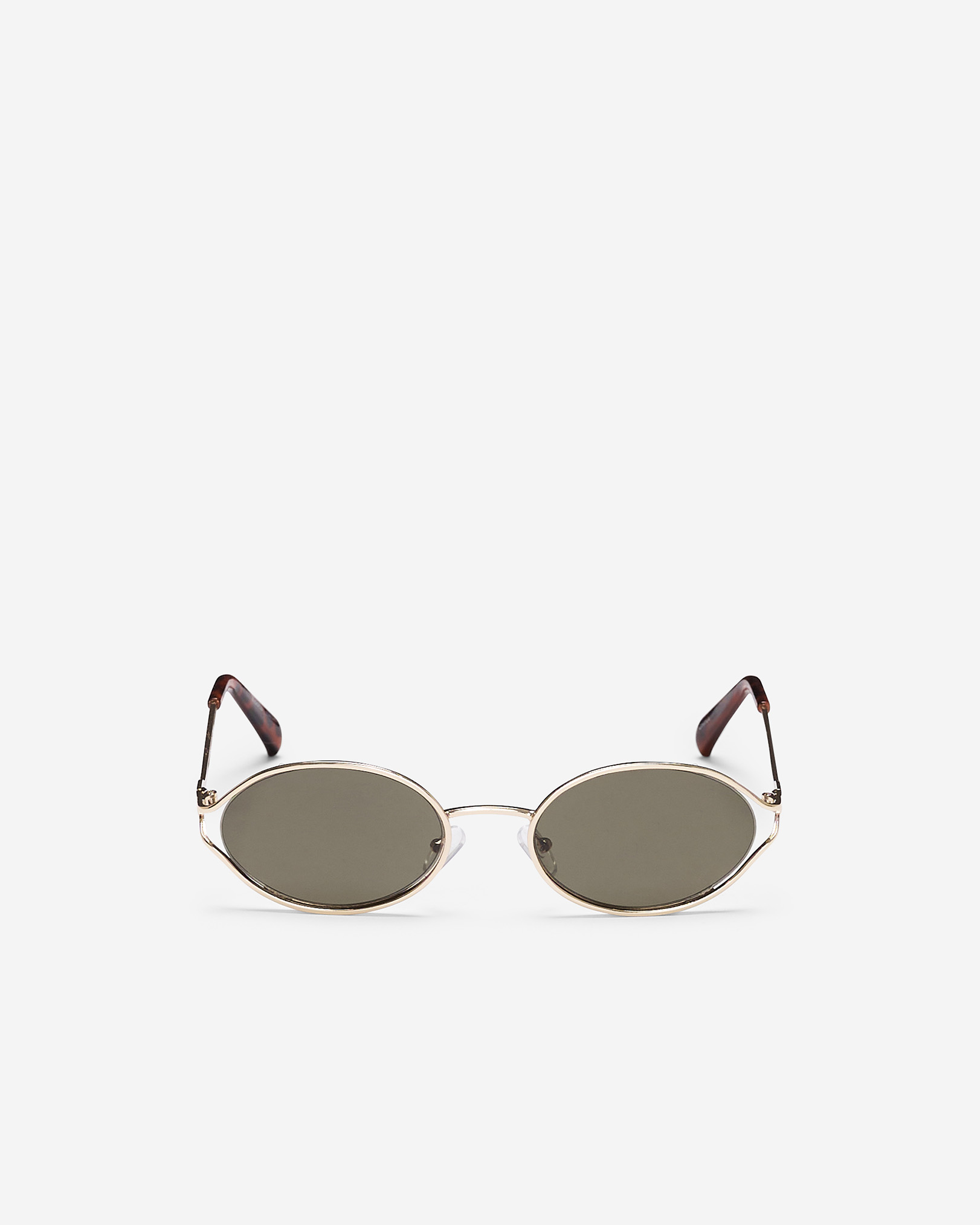 Womens Metal Slim Oval Sunglasses - Gold