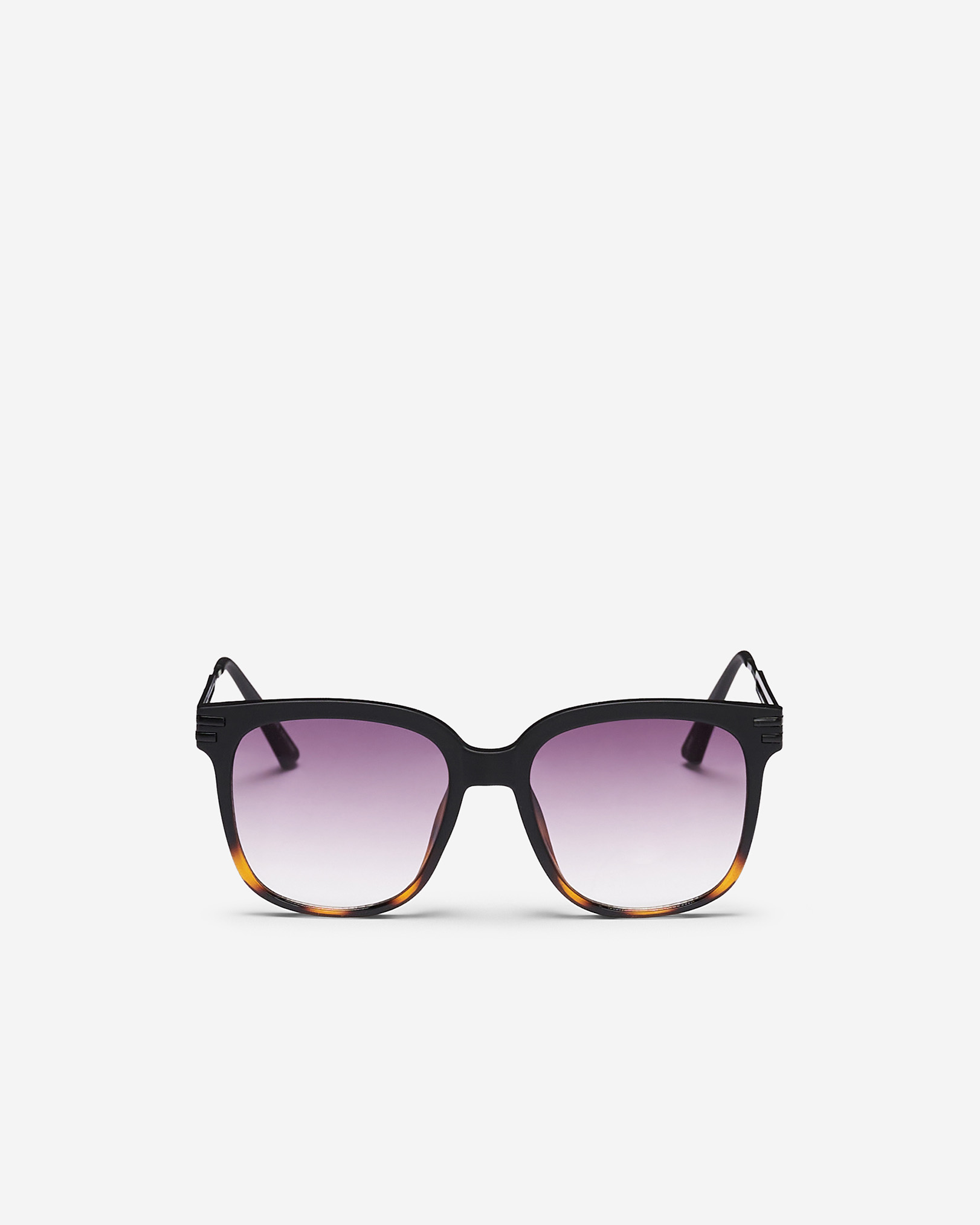 Womens Plastic Modified Square With Metal Temple Arms Sunglasses - Black