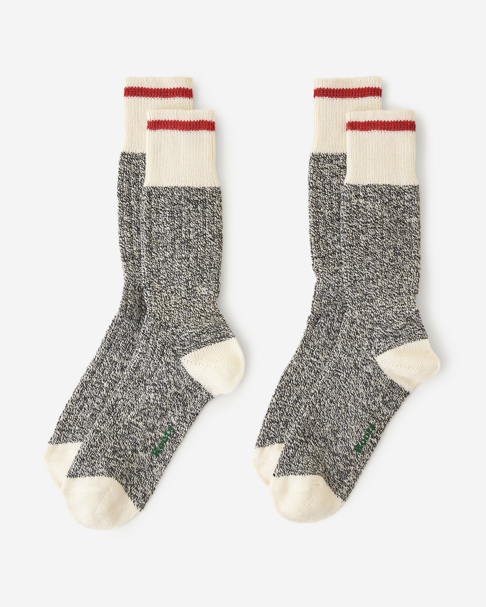 Adult Roots Warm Cabin Sock 2 Pack - Grey Oat Mix