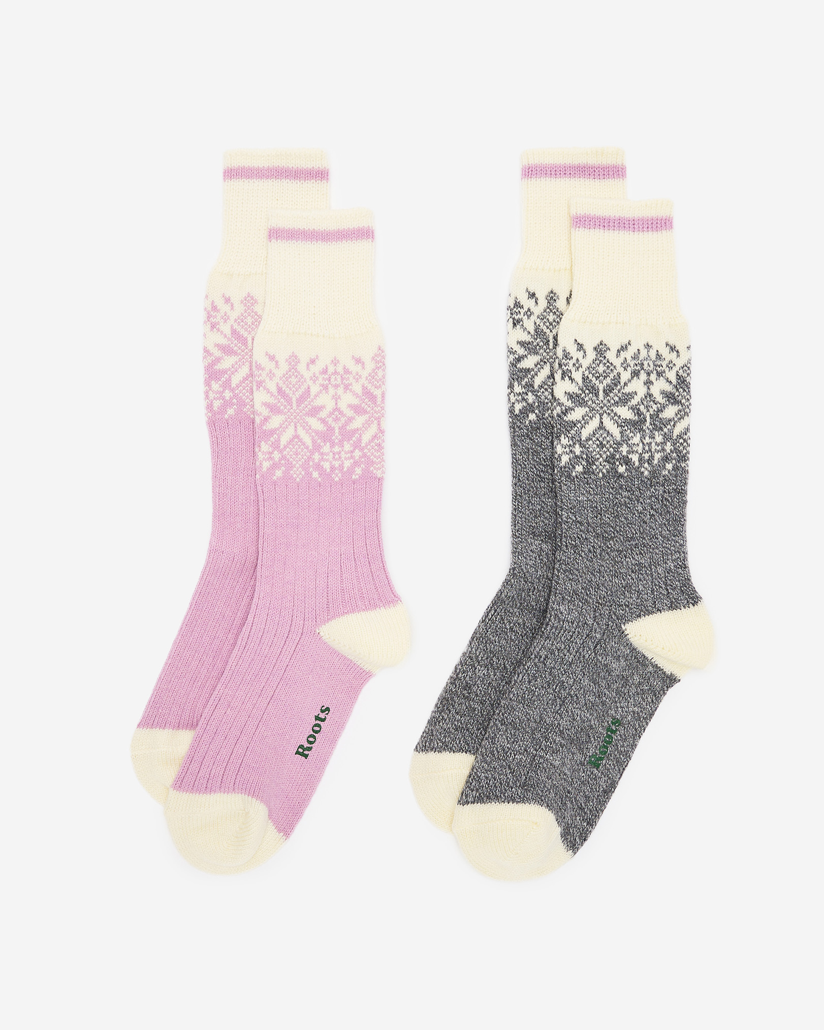 2 paires de chaussettes Elsa Cabane Roots pour adultes - Rose Ballerine 2 paires de chaussettes Elsa Cabane Roots pour adultes - Rose Ballerine