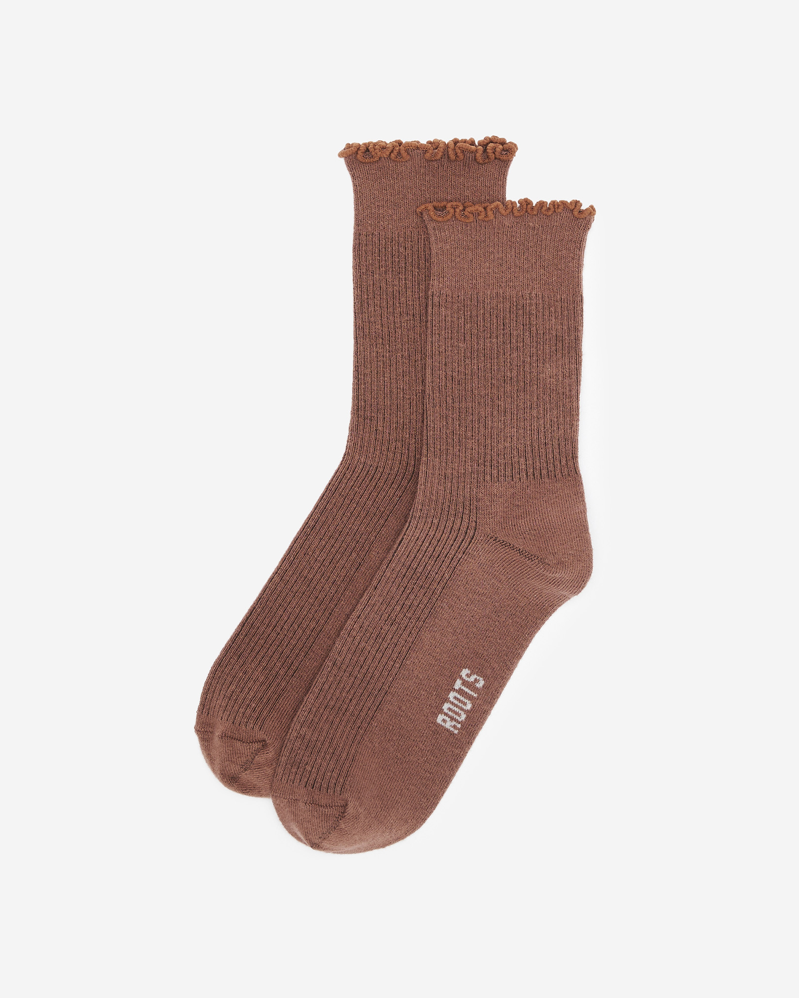 Womens Alice Ruffle Quarter Top Sock - Cinder Brown