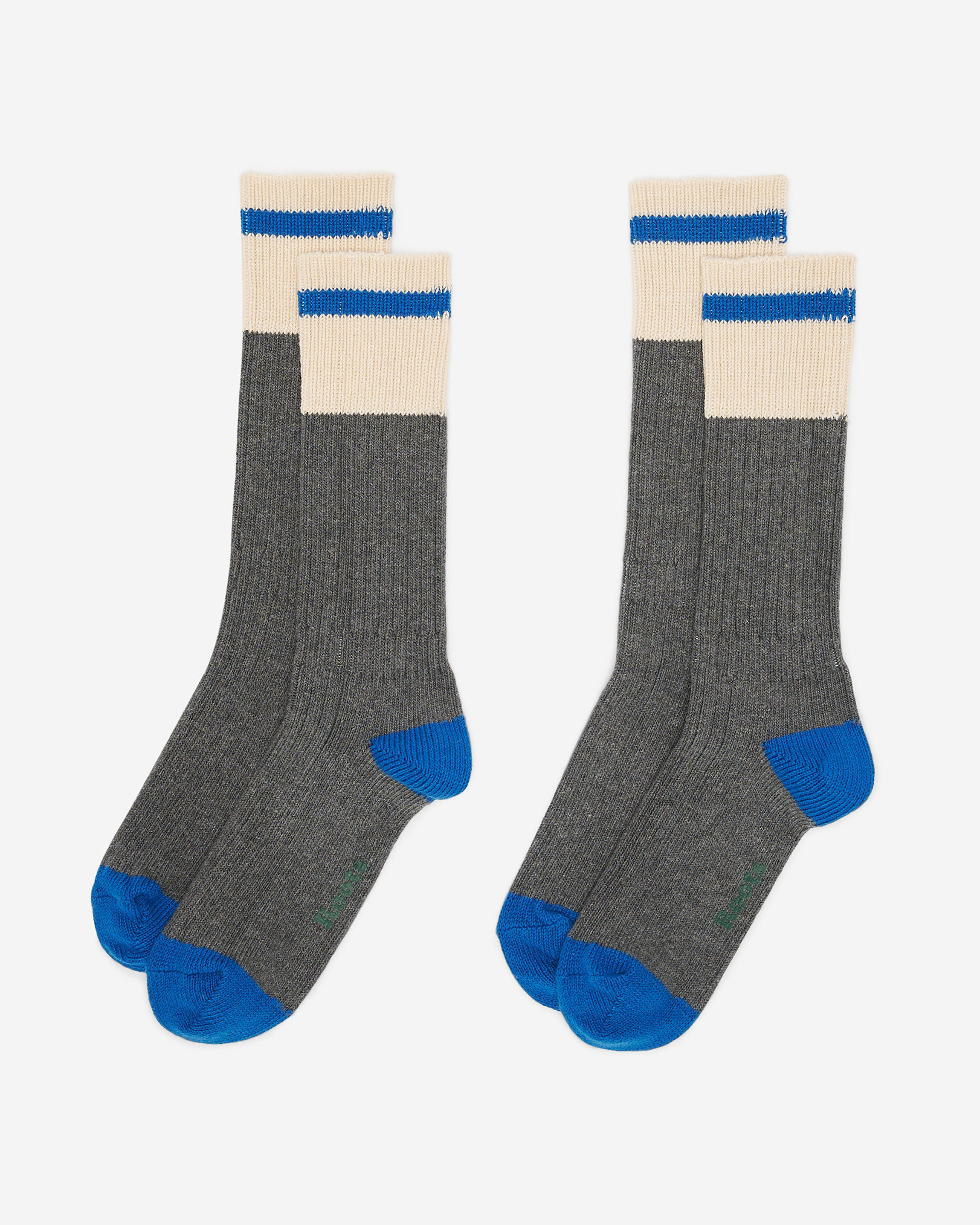 Adult Cotton Cabin Pop Sock 2 Pack - Med Grey Mix