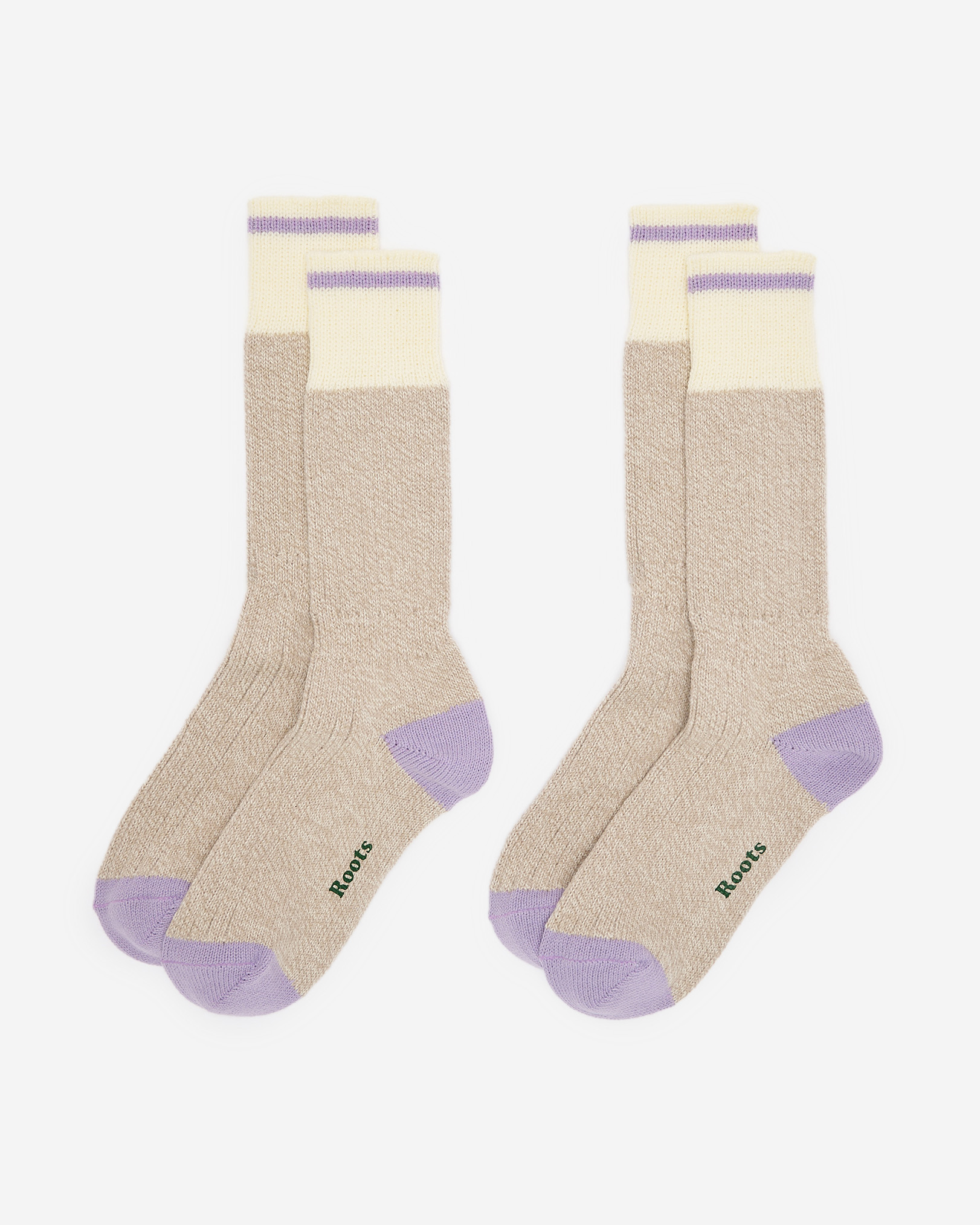 Adult Roots Warm Cabin Pop Sock 2 Pack - Pastel Lilac Mix