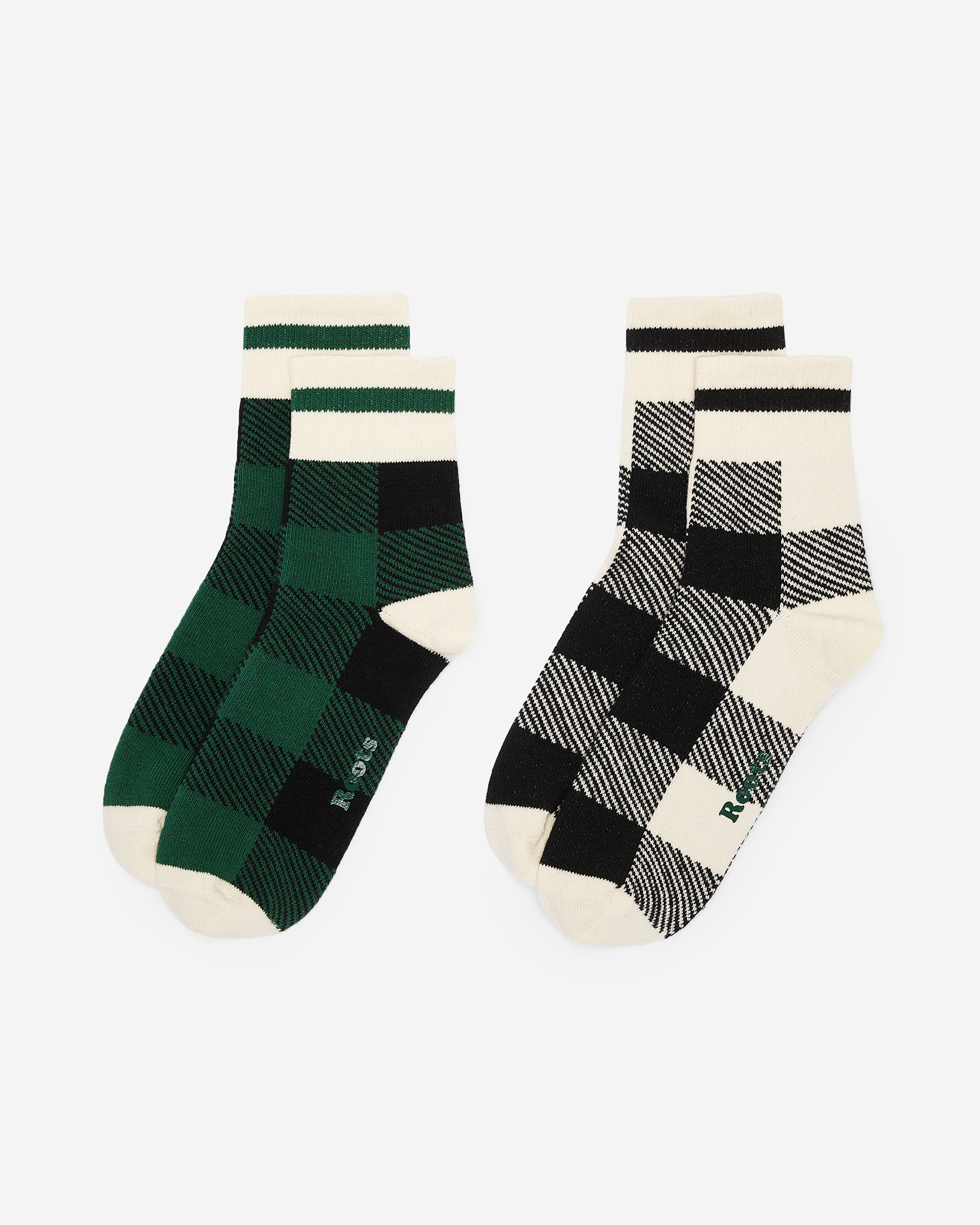 Adult Park Plaid Sock 2 Pack - Black & White Adult Park Plaid Sock 2 Pack - Black & White