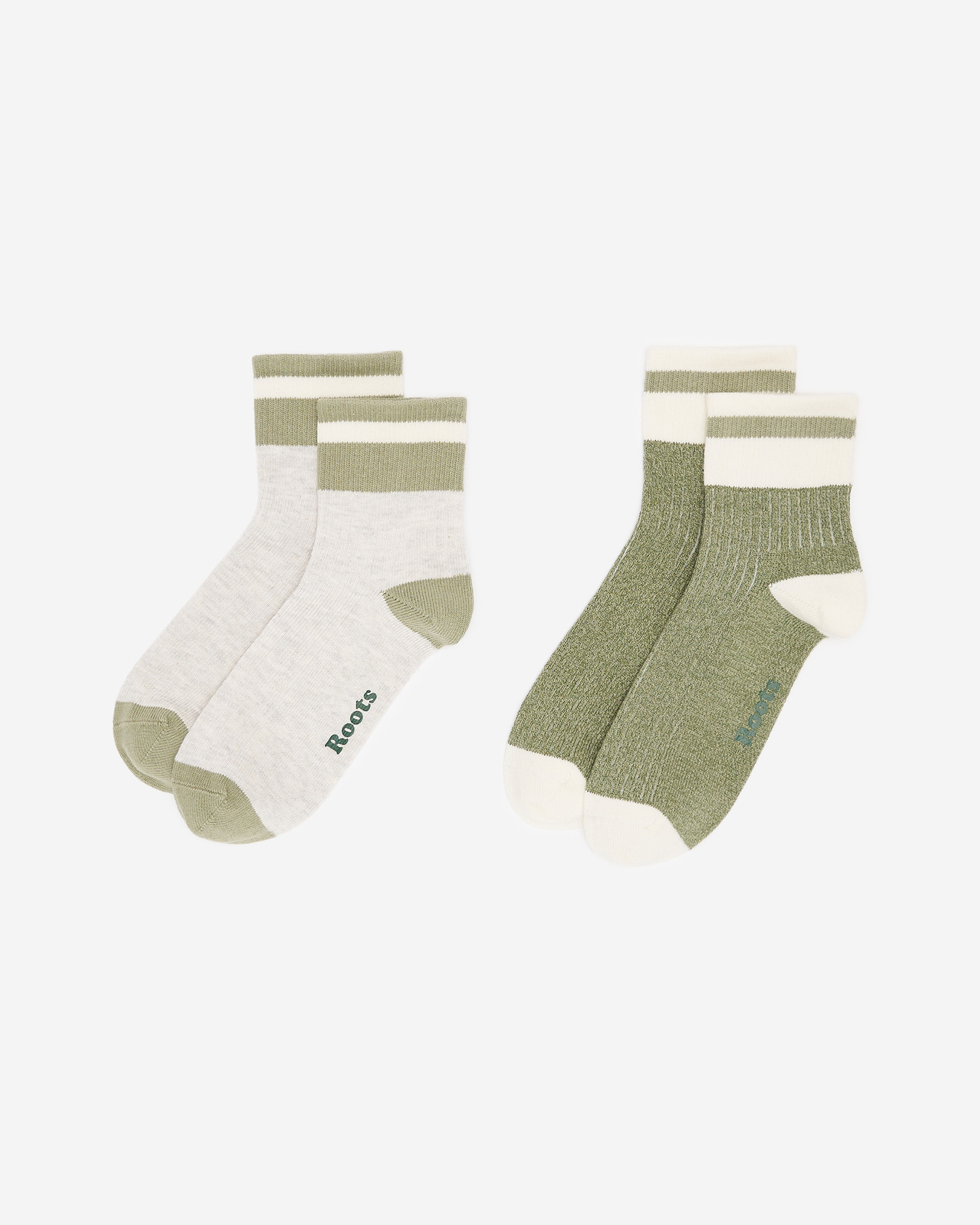 Adult Cotton Cabin Ankle Sock 2 Pack - Shadow Green Mix