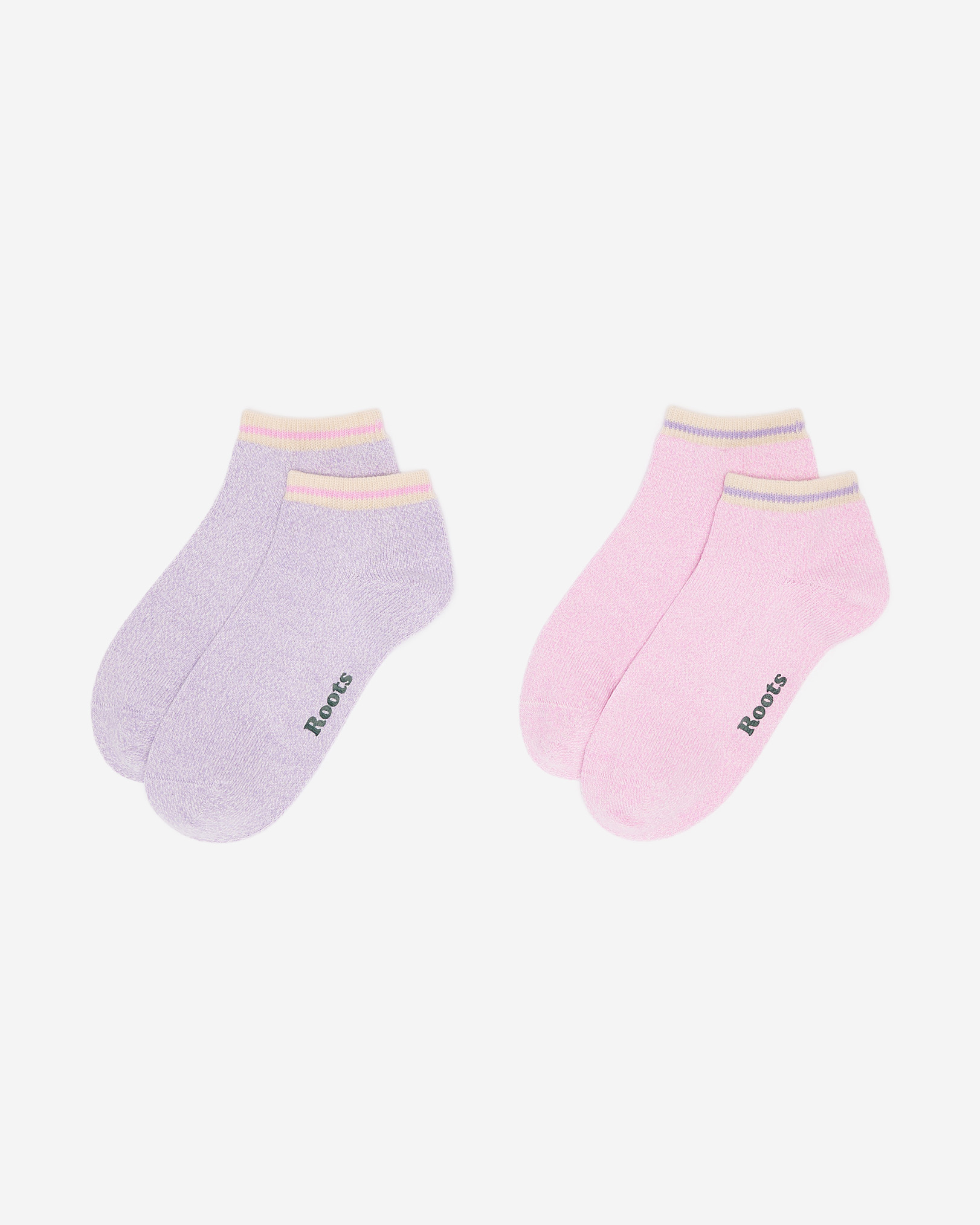 Adult Cotton Cabin Ped Sock 2 Pack - Cotton Candy