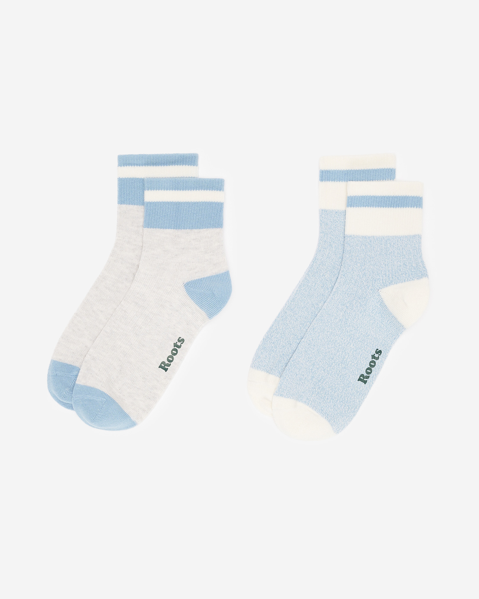 2 paires de socquettes en coton Cabane pour adultes - Bleu Ciel