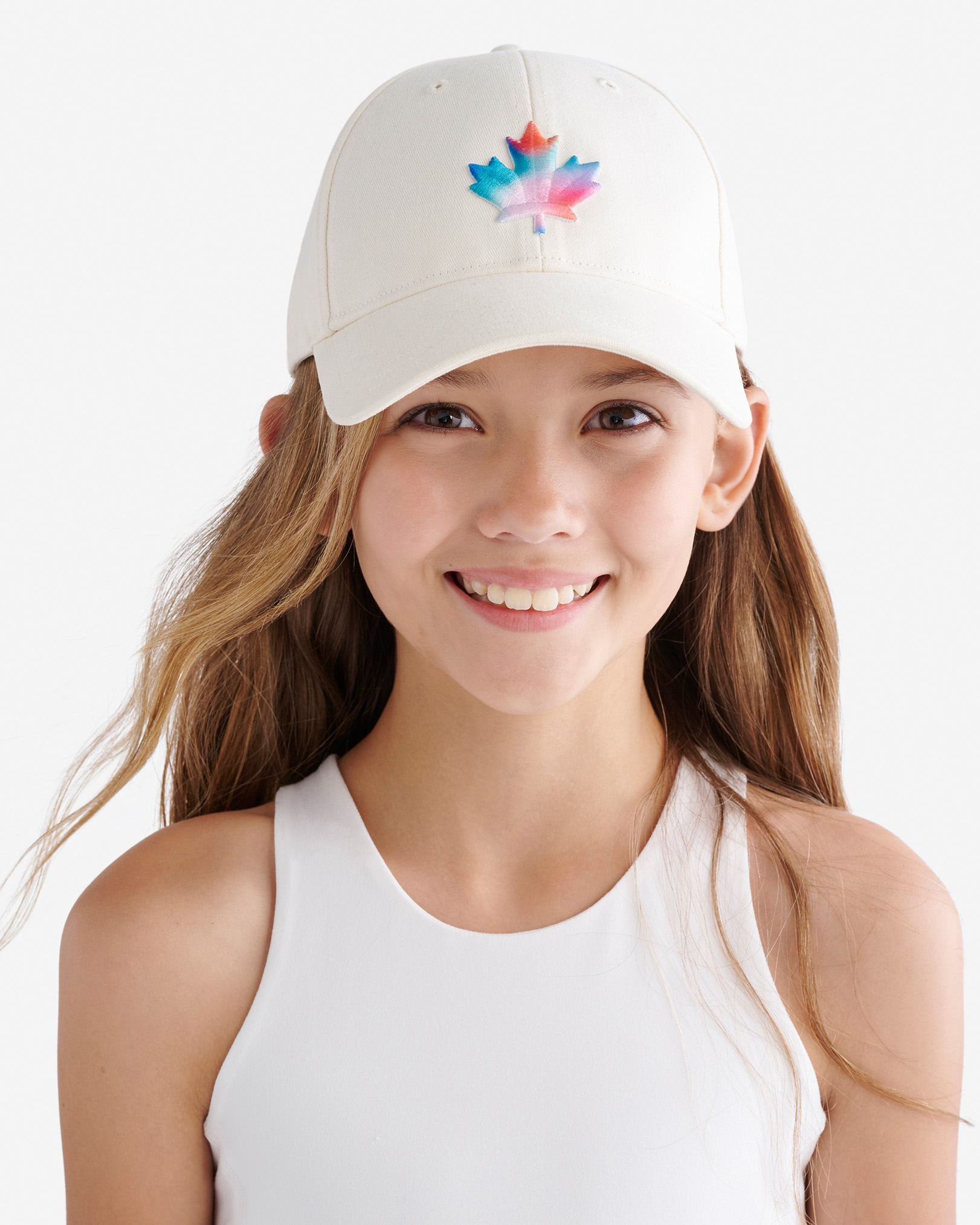 Kids Modern Leaf Baseball Cap - Egret