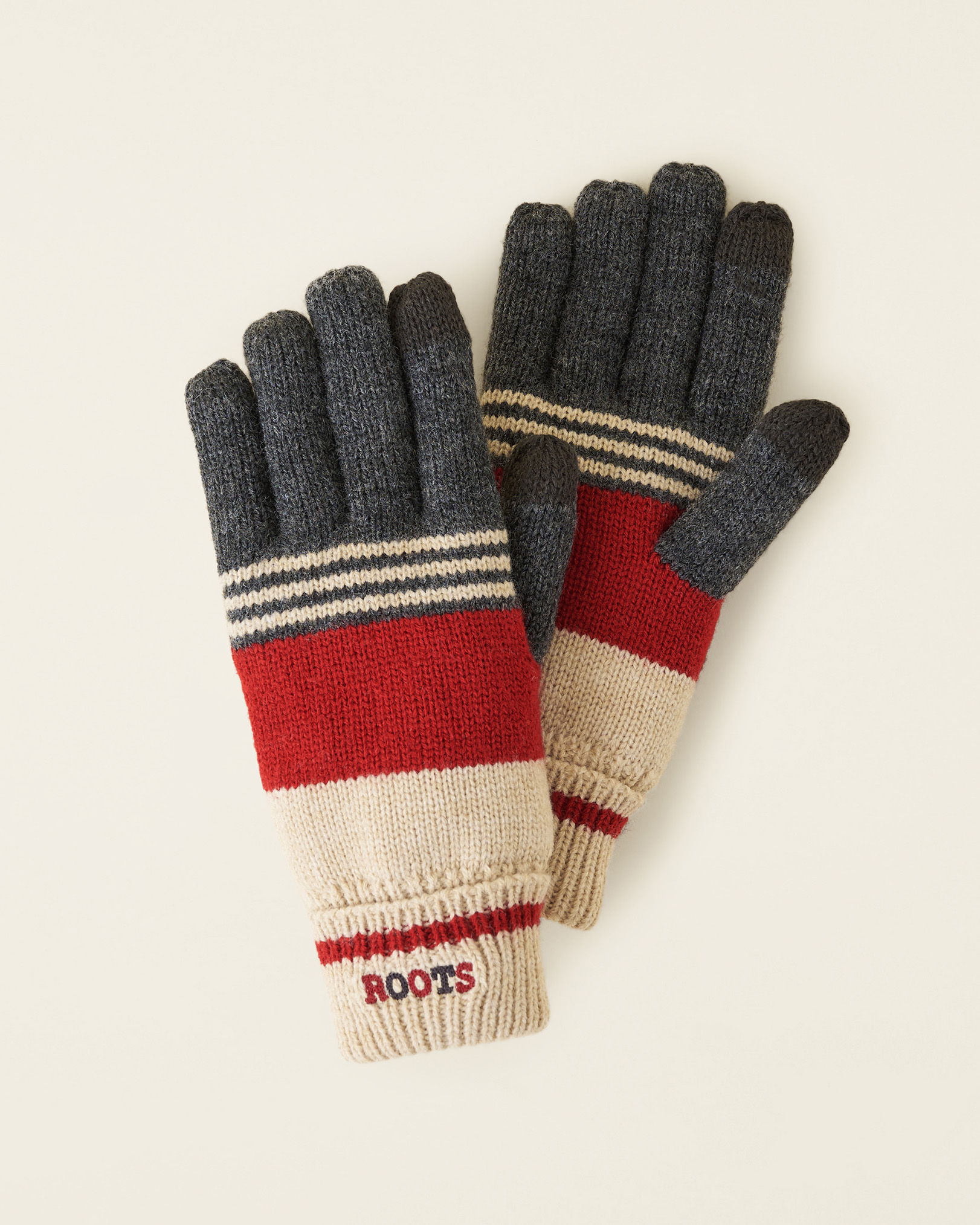 Kid Cabin Stripe Glove - Grey Oat Mix