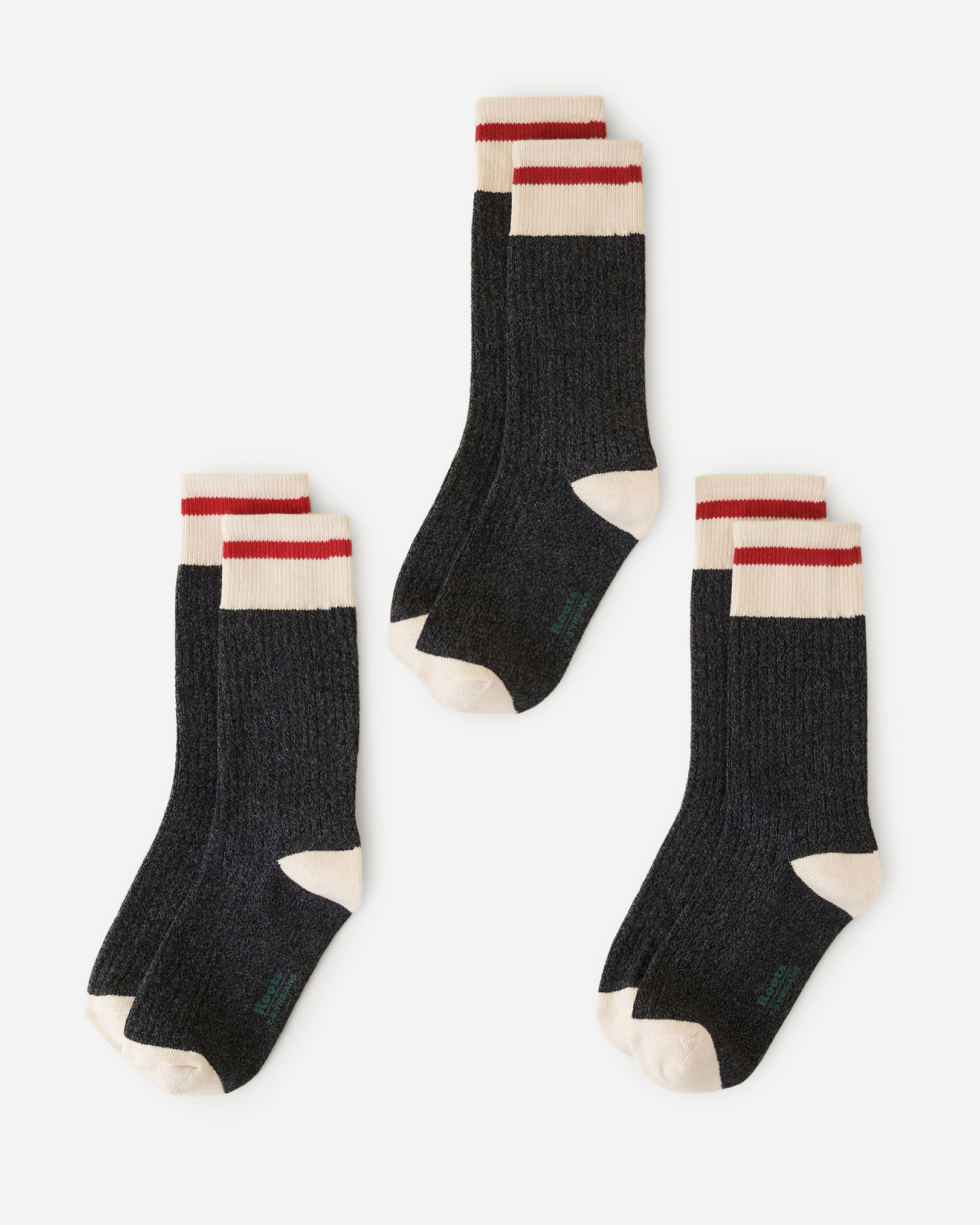 Kid Cotton Cabin Sock 3 Pack - Black Mix Kid Cotton Cabin Sock 3 Pack - Black Mix
