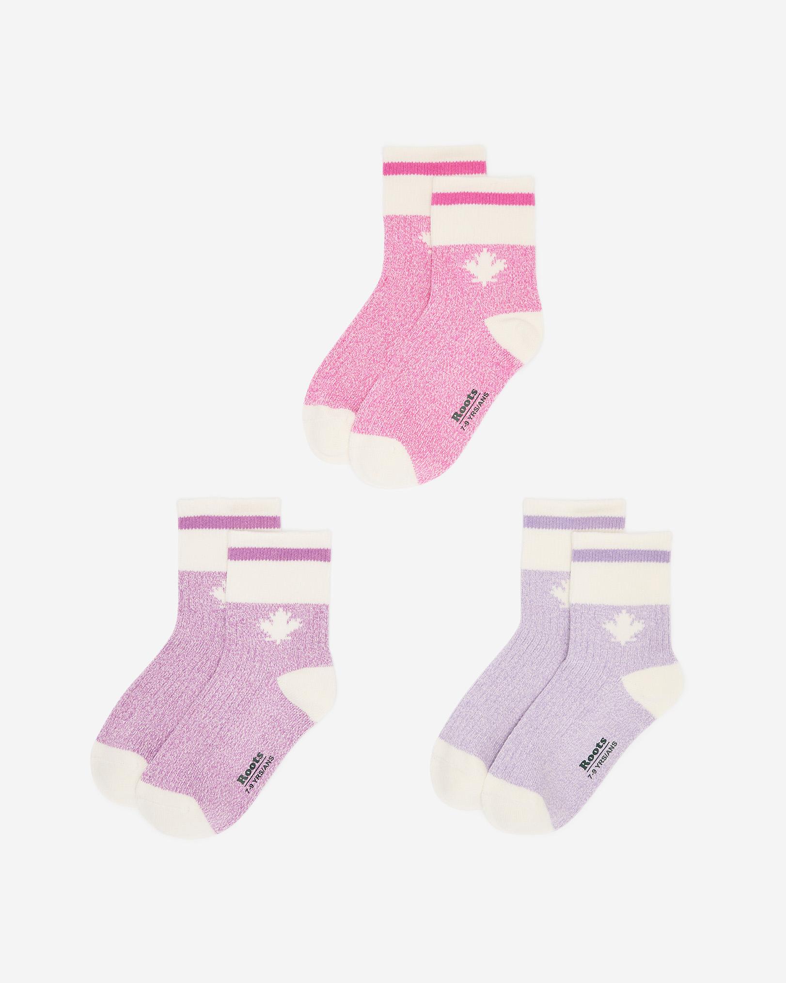Kids Cabin Maple Sock 3 Pack - Pale Pansy Mix Kids Cabin Maple Sock 3 Pack - Pale Pansy Mix