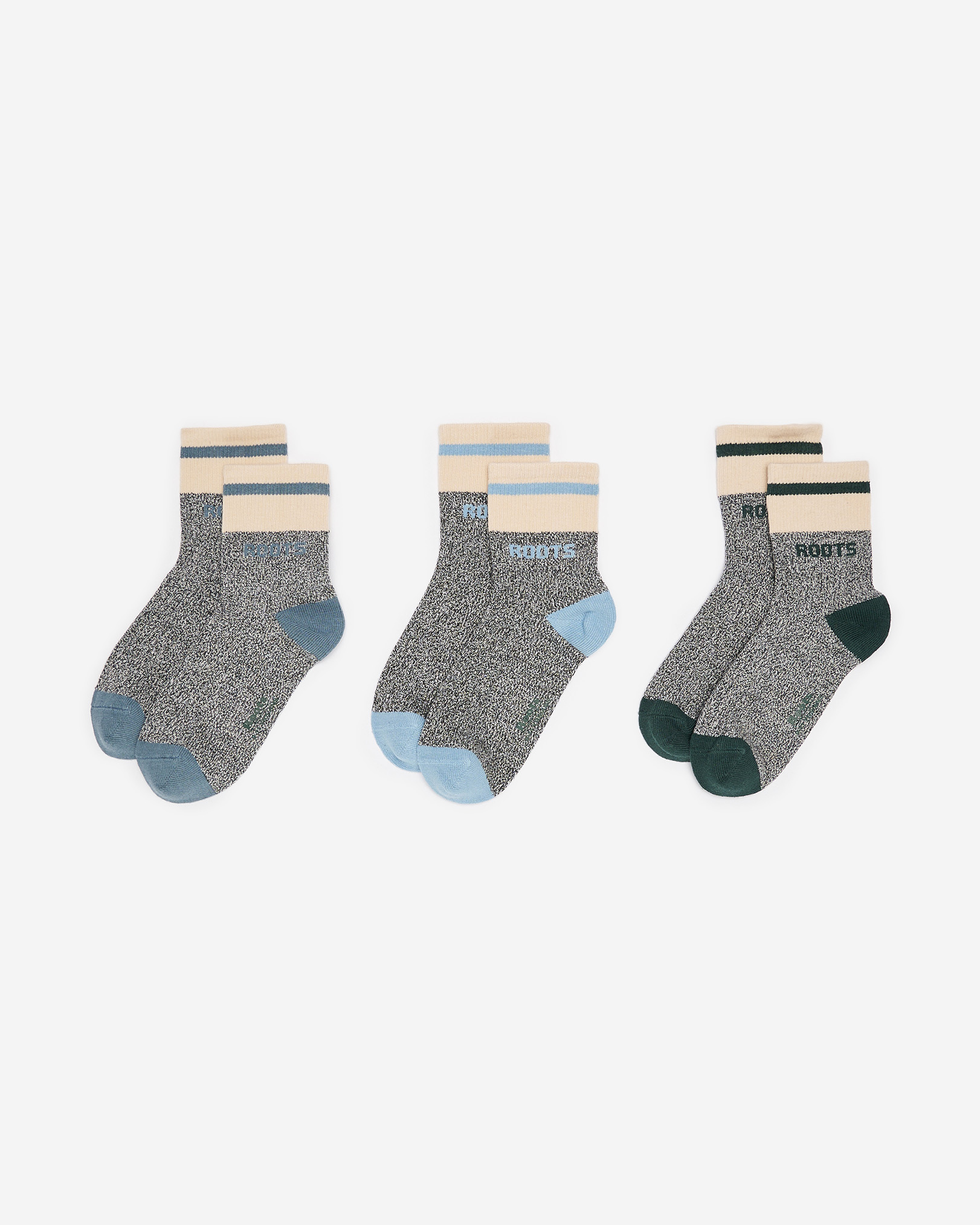 Kids Cabin Ankle Sock 3 Pack - Varsity Green Mix Kids Cabin Ankle Sock 3 Pack - Varsity Green Mix