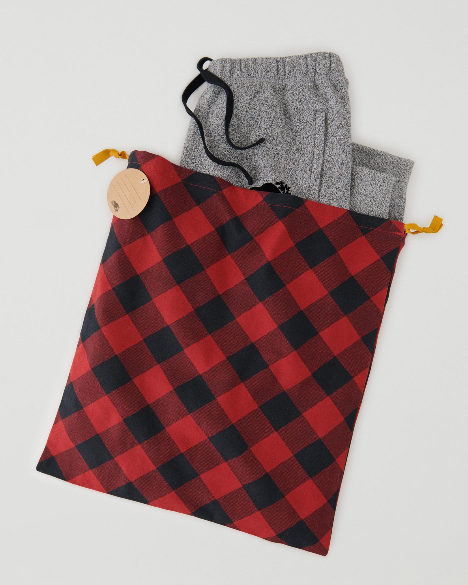 Medium Drawstring Gift Bag - Cabin Red