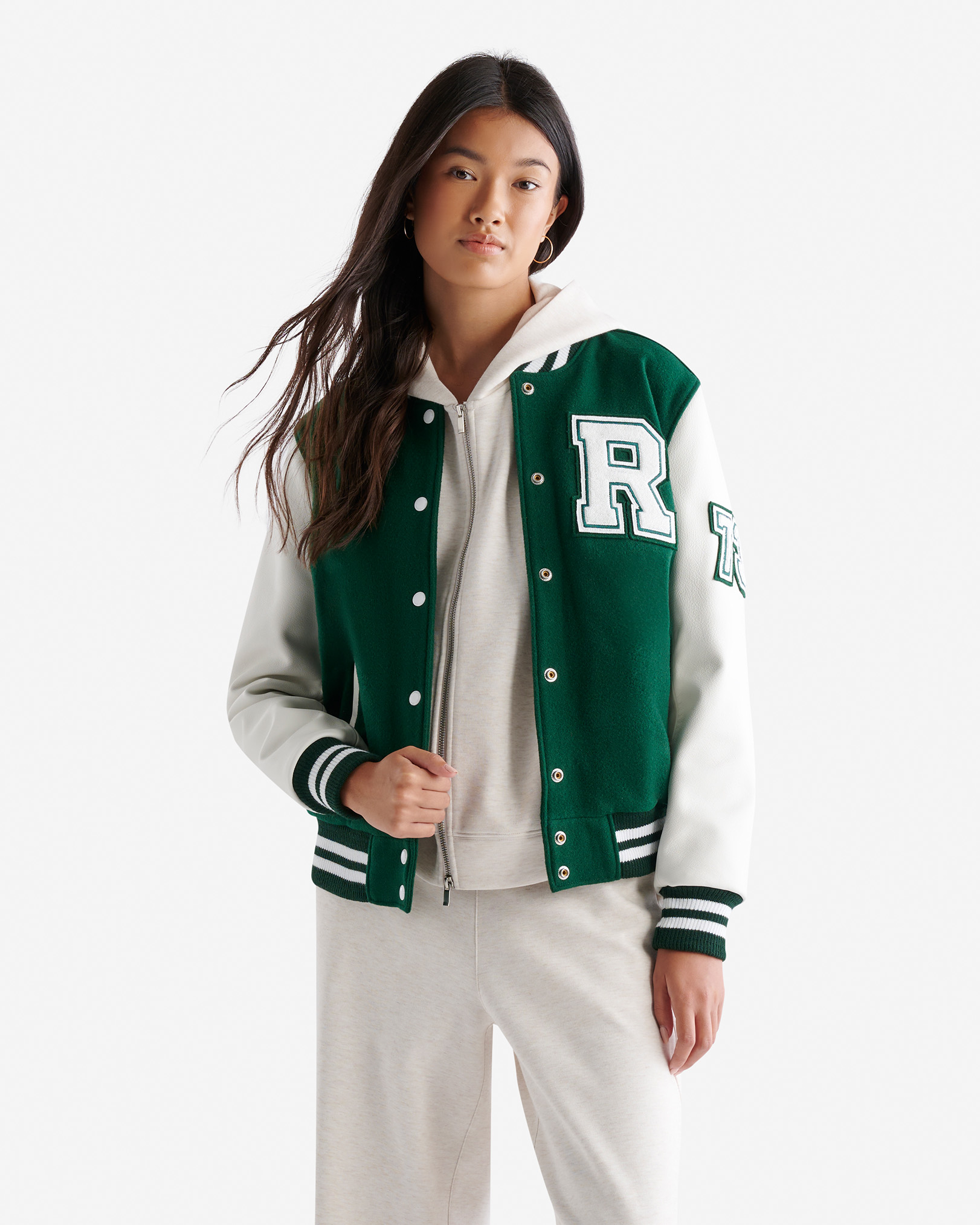 Womens Vintage Varsity Jacket - Park Green