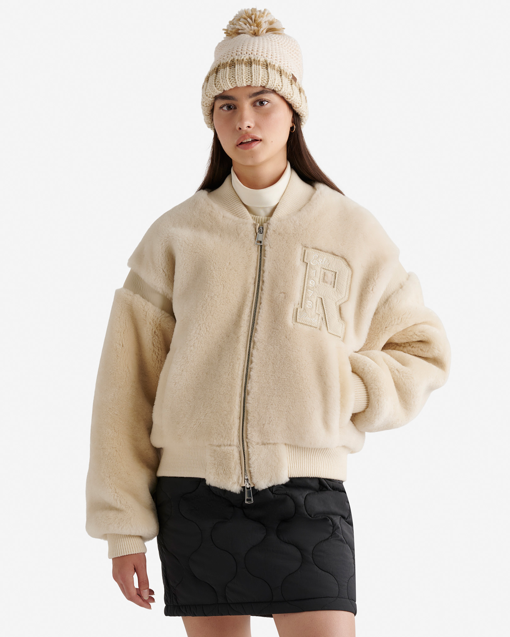 Shearling Fur Out Varsity Jacket