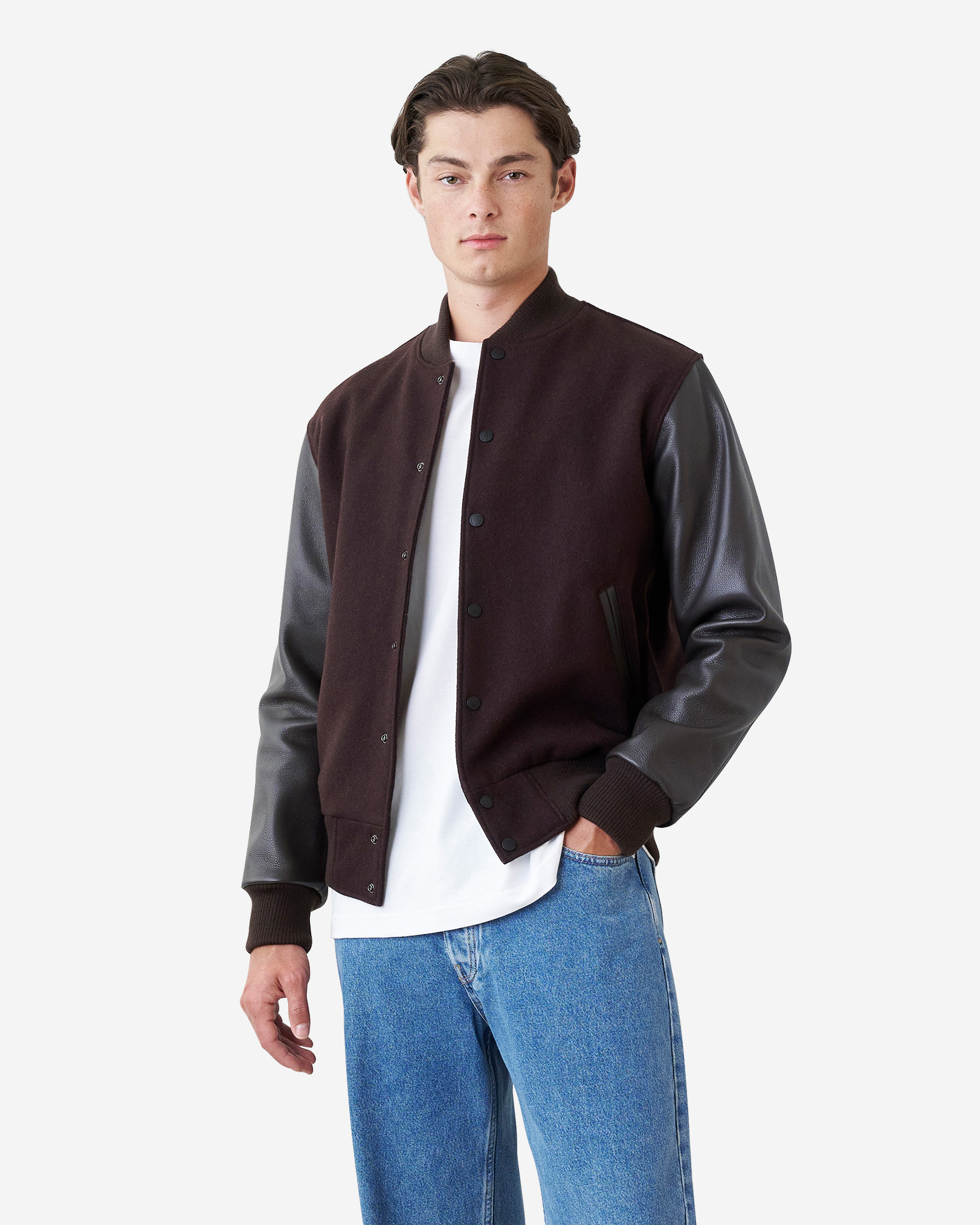 Mens Classic Varsity Jacket - Chocolate