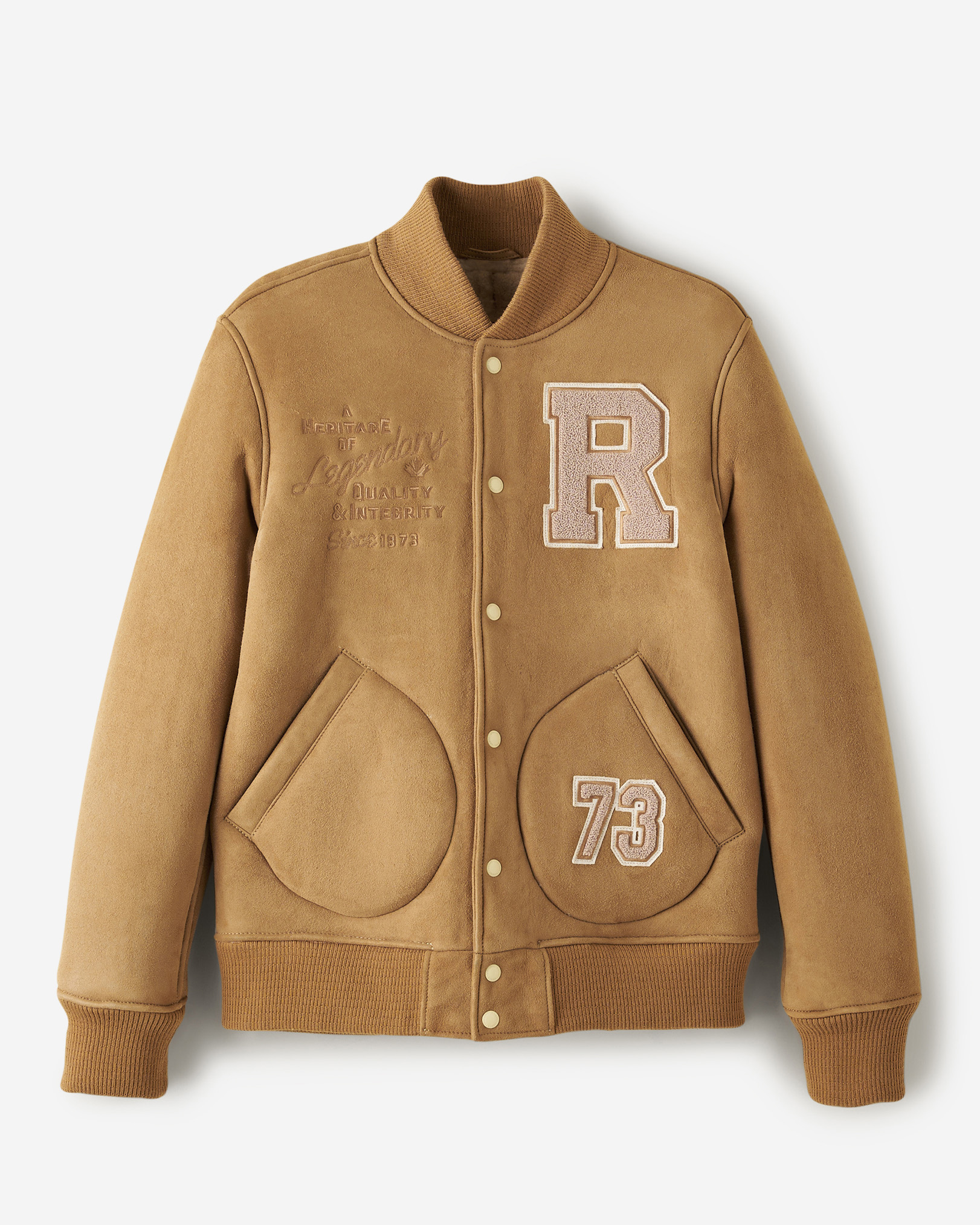 Shearling Varsity Jacket - Tan Shearling Varsity Jacket - Tan