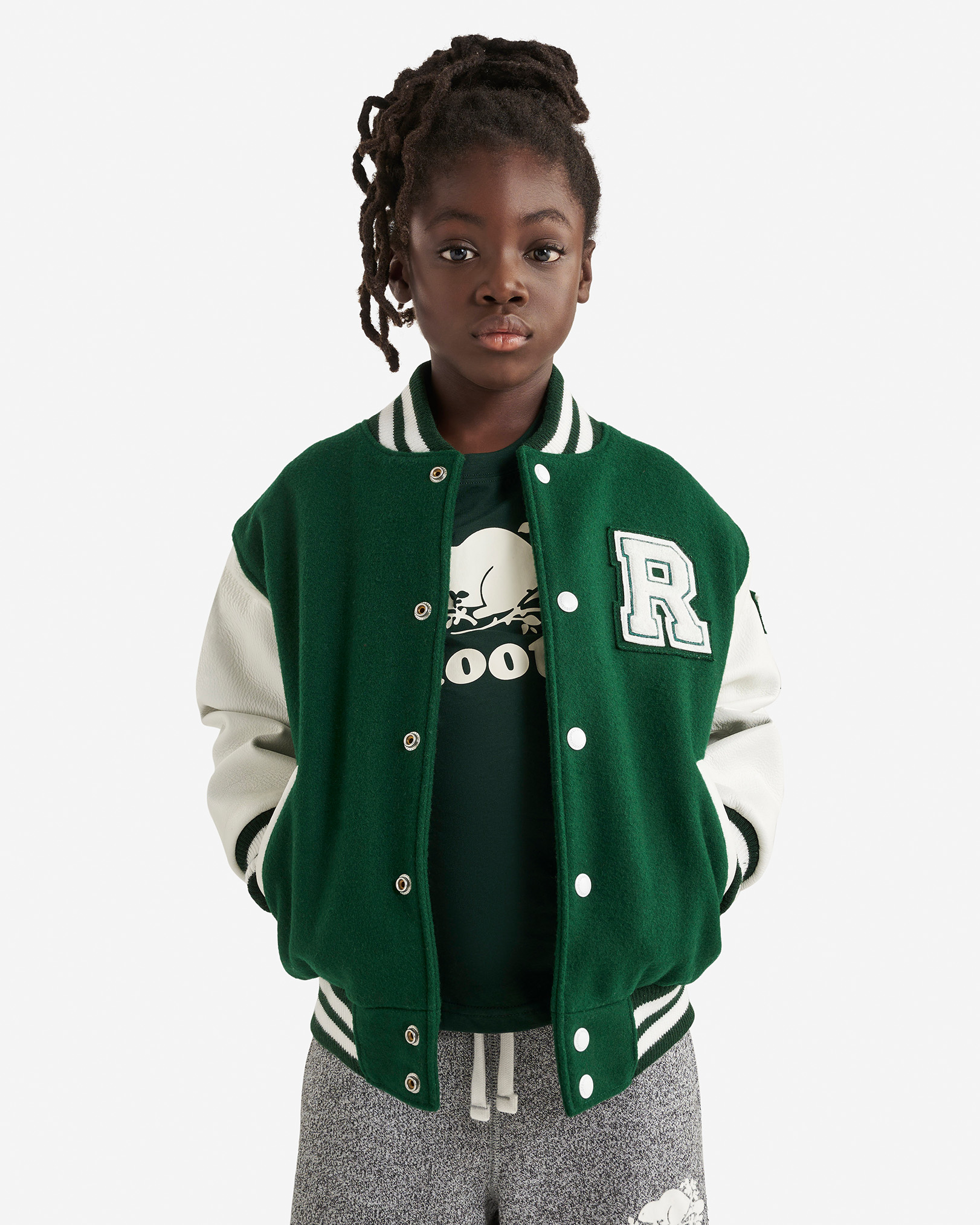 Kids Vintage Varsity Jacket 2.0 - Park Green