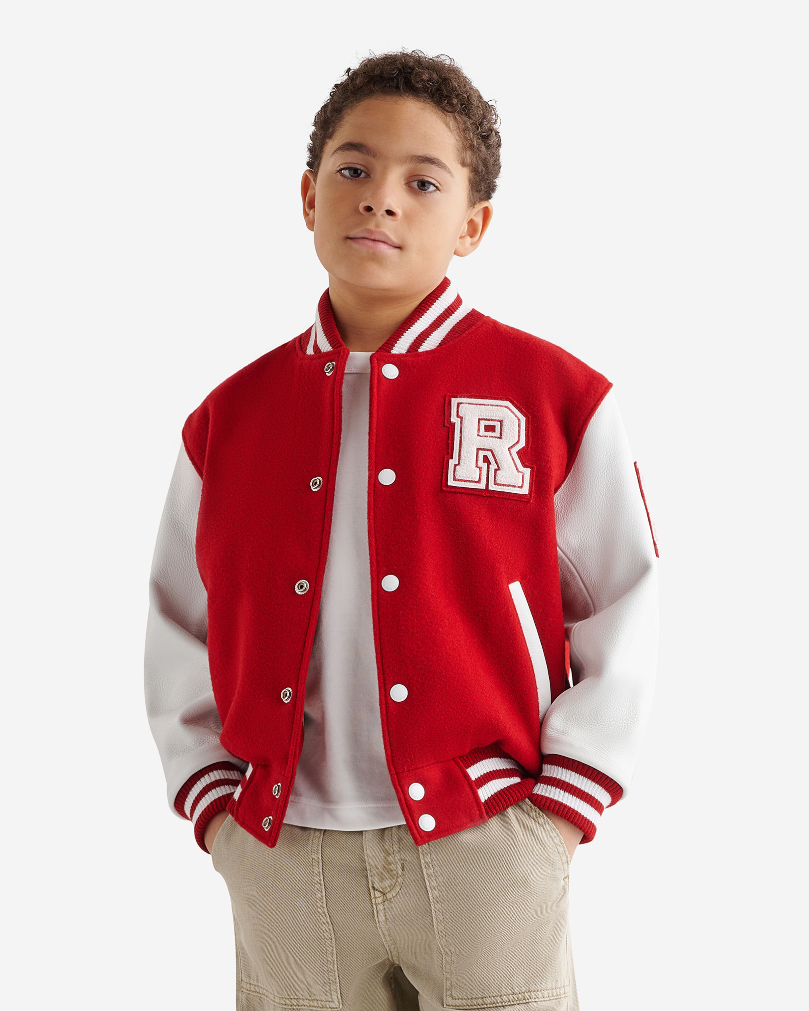 Kids Vintage Varsity Jacket 2.0 - Red