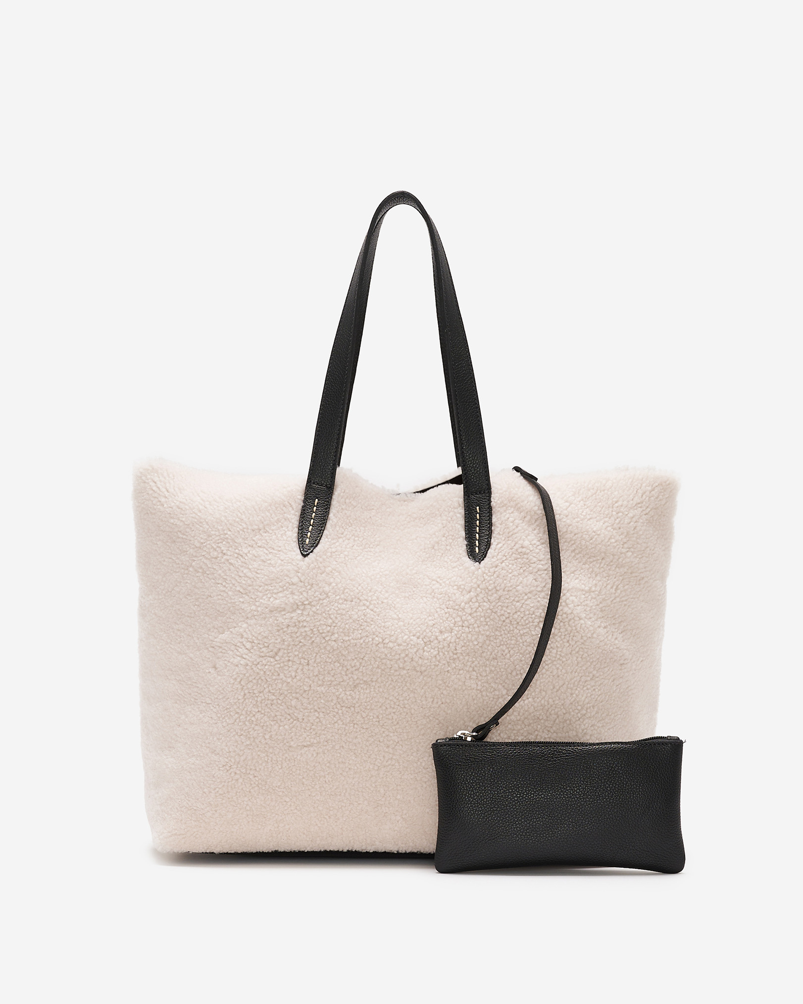 Shearling Carryall Tote - Natural/Black Shearling Carryall Tote - Natural/Black