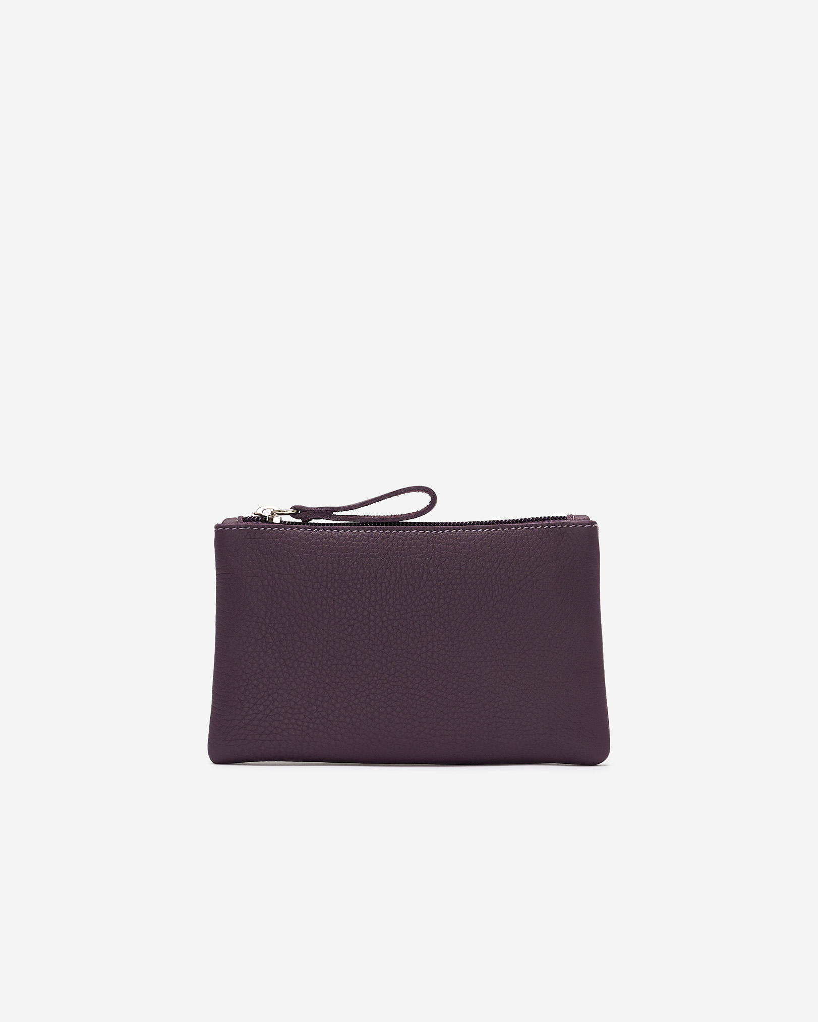 Pochette moyenne à glissière en cuir Nuage - Pourpre Foncé Pochette moyenne à glissière en cuir Nuage - Pourpre Foncé