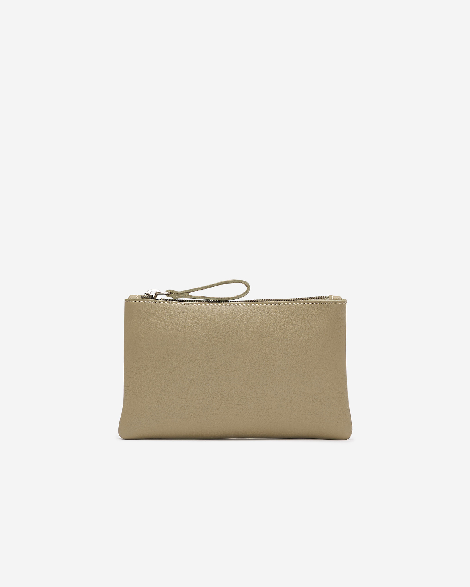 Pochette moyenne à glissière en cuir Nuage - Sauge Argentée Pochette moyenne à glissière en cuir Nuage - Sauge Argentée
