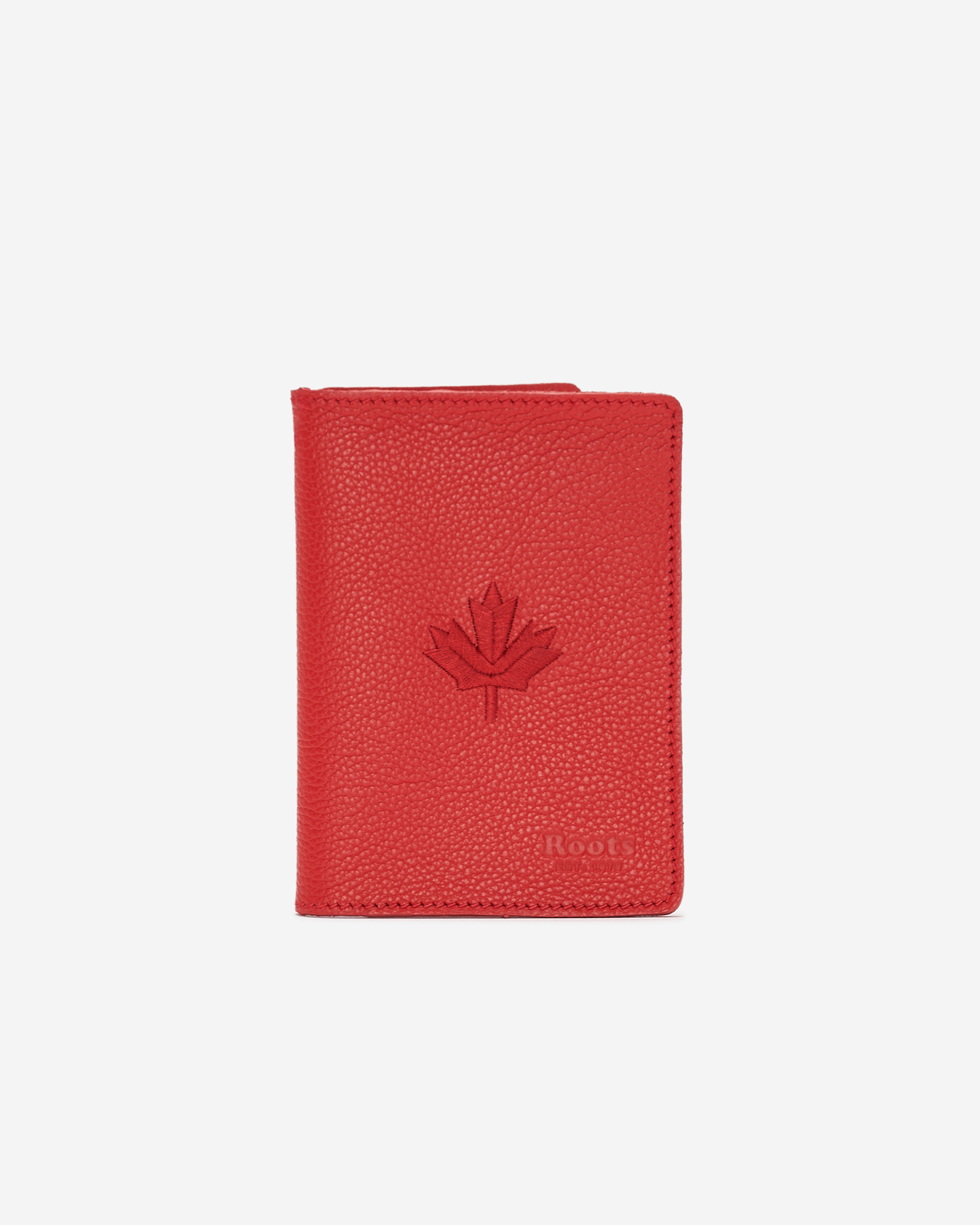 Étui pour passeport Feuille d’érable en cuir Cervino - Rouge Canada