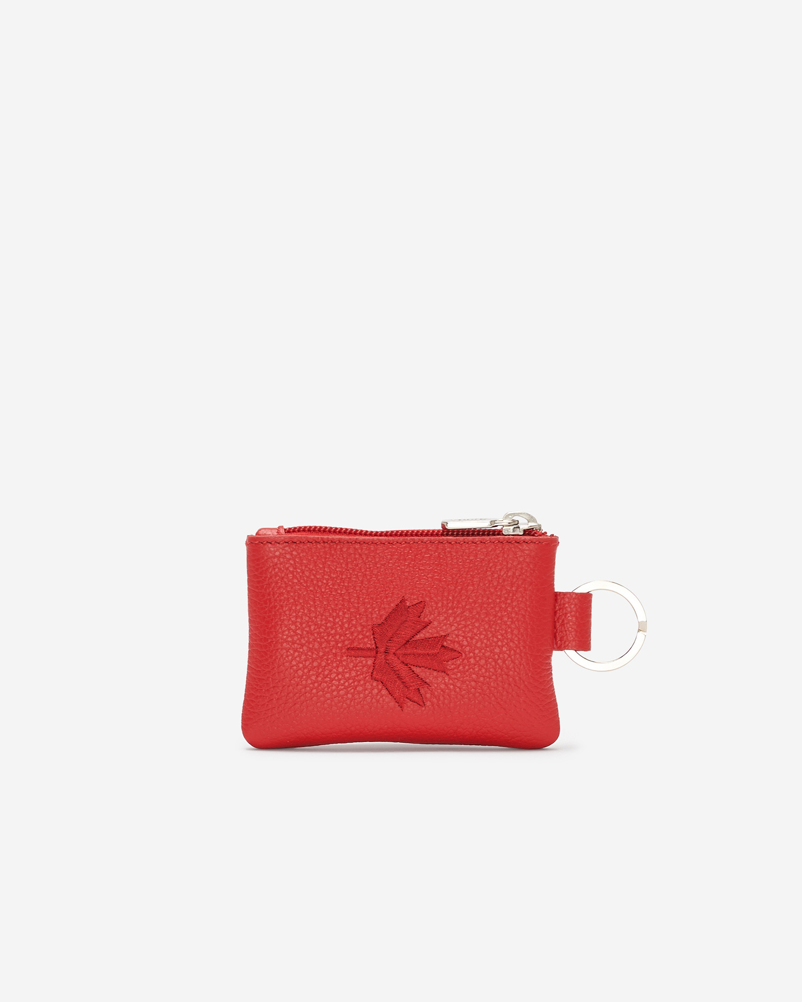 Pochette Feuille d’érable en cuir Cervino - Rouge Canada